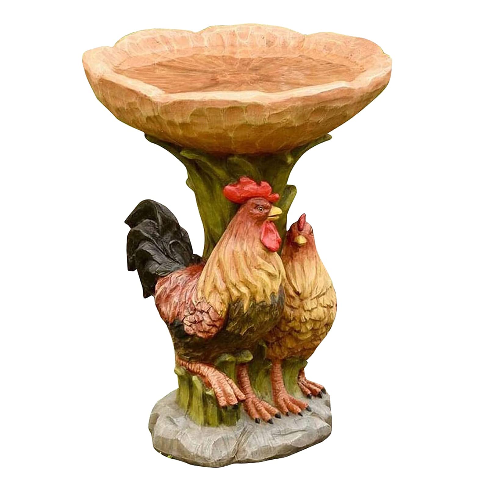 Antique Resin Cock Birdbath - Polyresin Garden Bird Bath for Outdoor Decor, Living Room, Yard & Bedroom | Perfect for Home Garden Ornaments and Patio Decorations