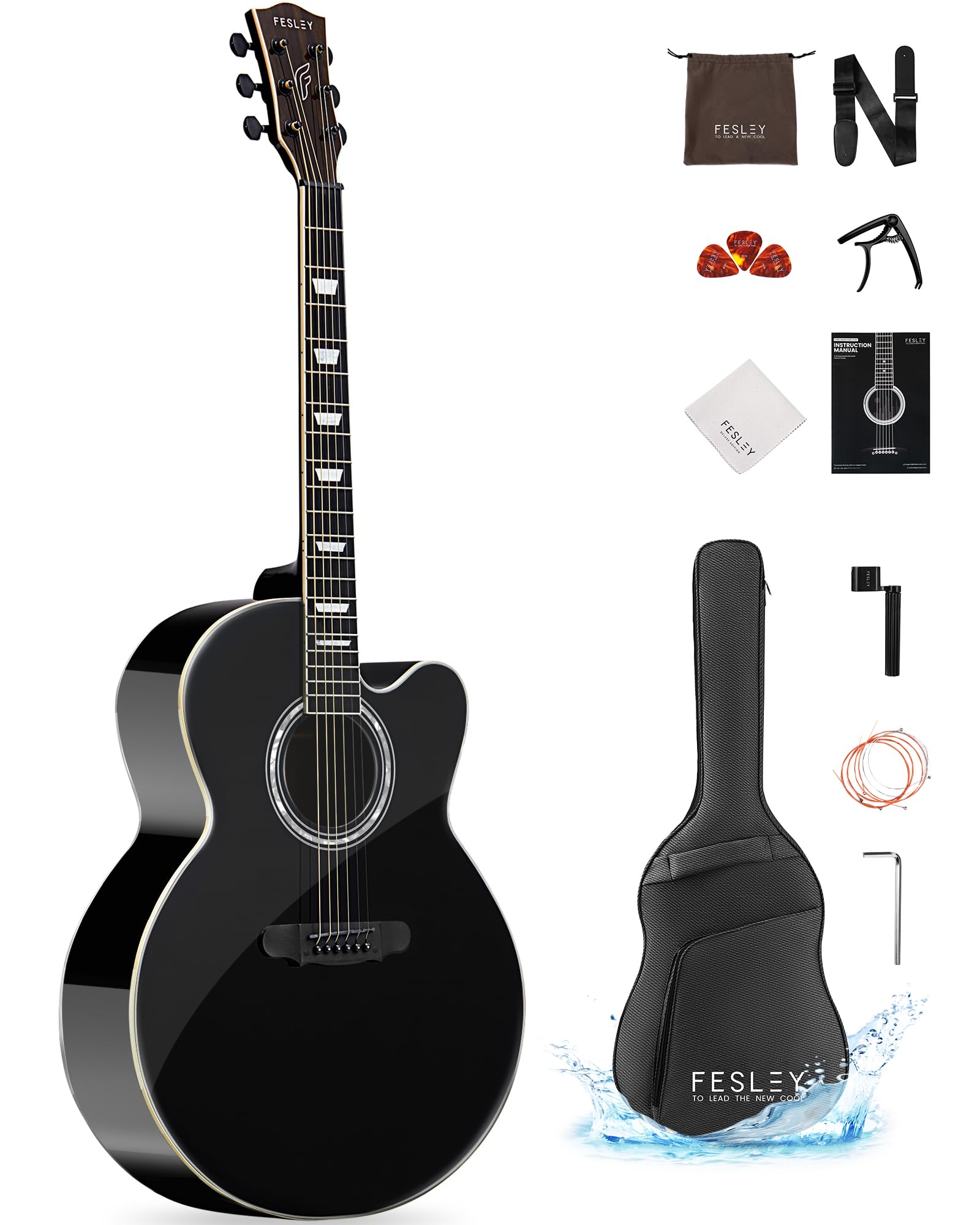 Fesley Jumbo Cutaway Acoustic Guitar - 42