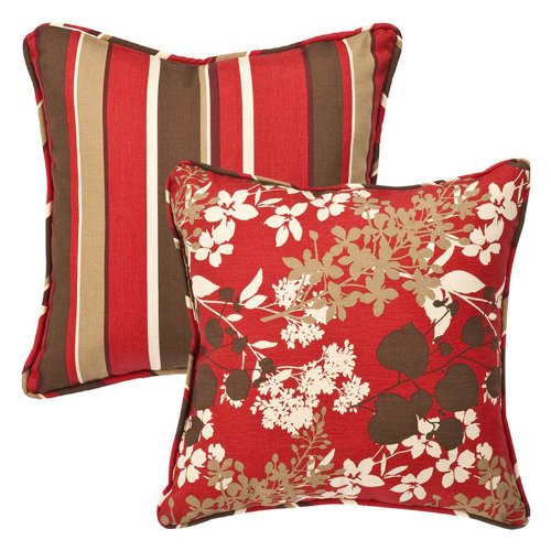 Set of 2 Outdoor Patio Square Throw Pillows 18.5