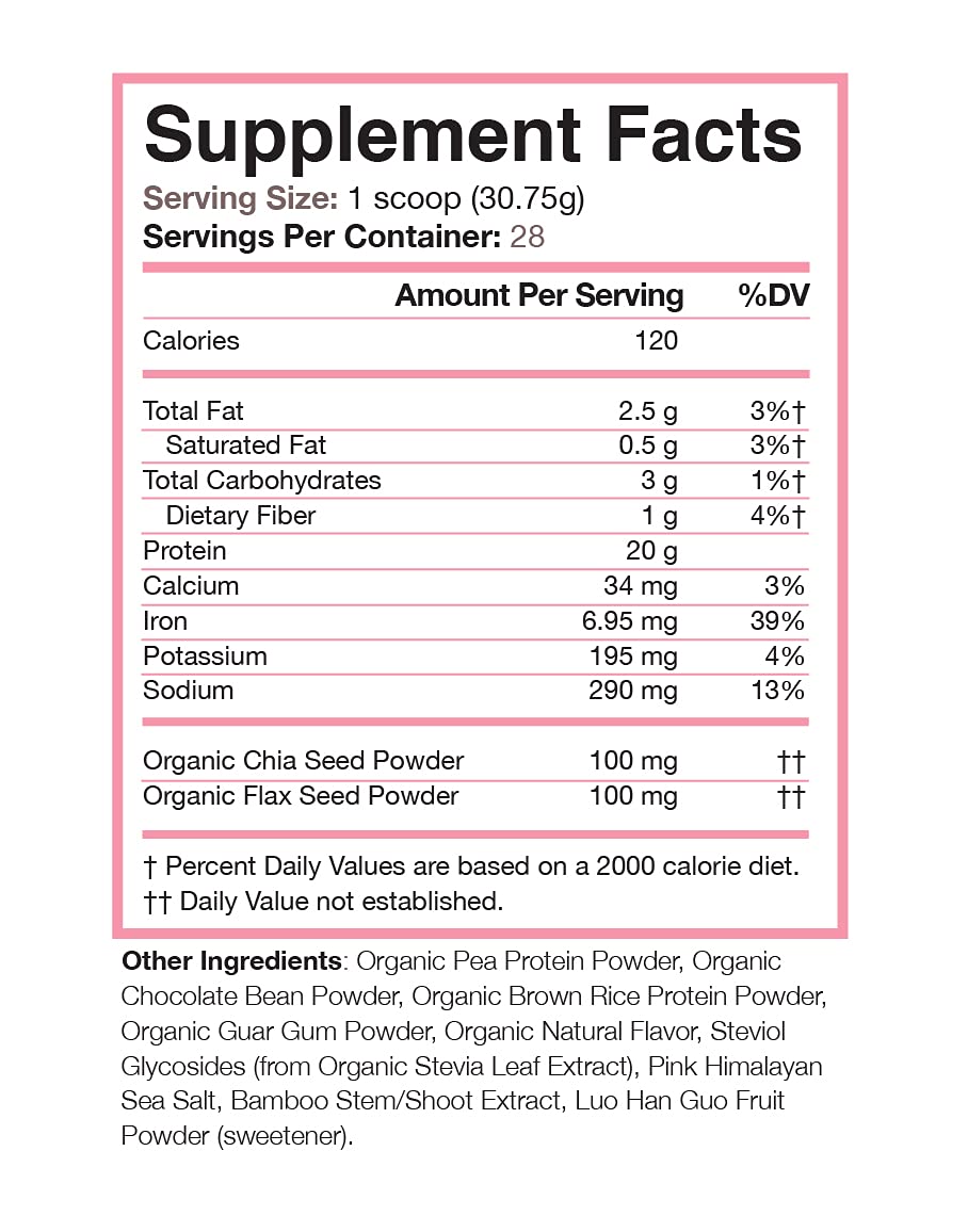 Love Sweat Fitness Organic Plant-Based Protein Powder - Chocolate Flavor, 28 Servings, 20g Protein, Vegan, Gluten Free, Non-GMO | Post-Workout Recovery & Healthy Meal Replacement for Active Lifestyles