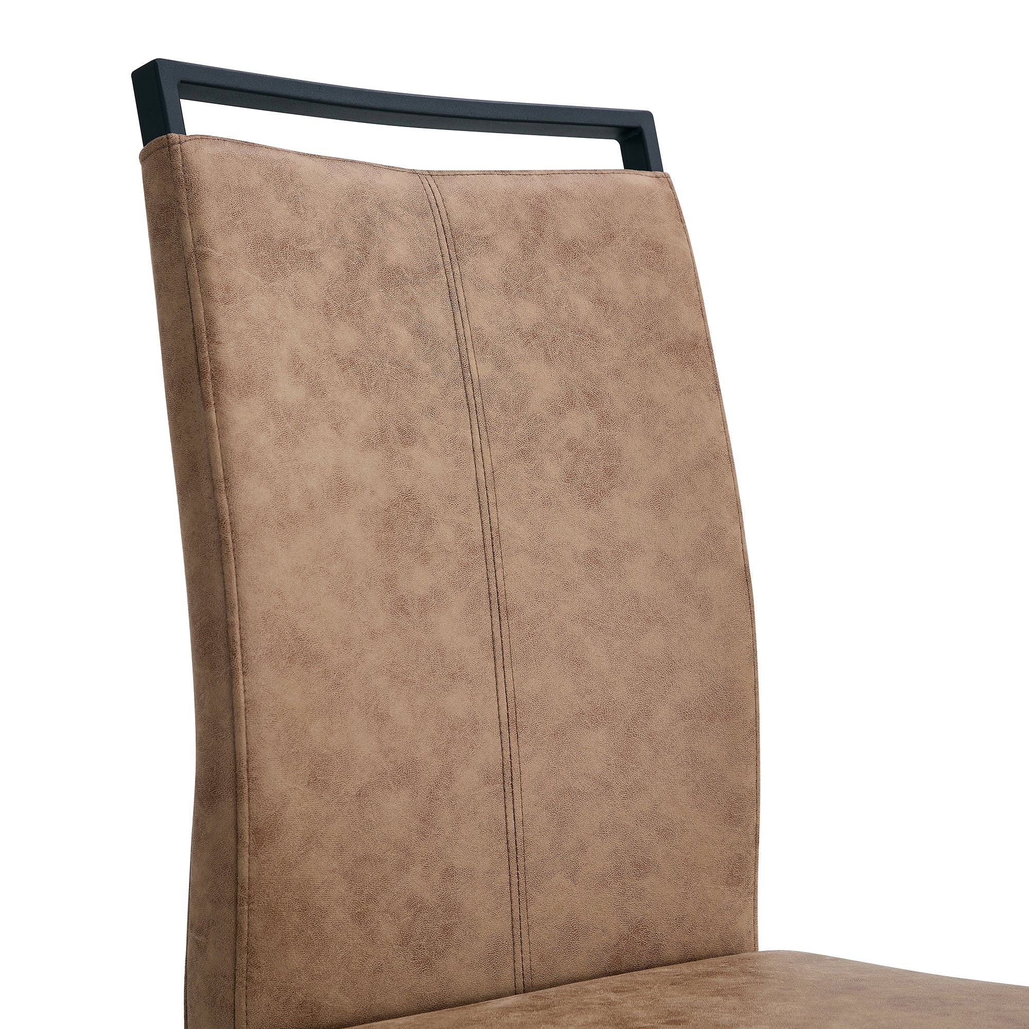 High Back Upholstered Dining Chairs Set of 2 - Modern Tech Fabric C-Shaped Tube Design with Black Metal Legs for Kitchen, Dining Room, Office, Patio & Guest Seating | Comfortable & Stylish Brown Chairs for Home Decor