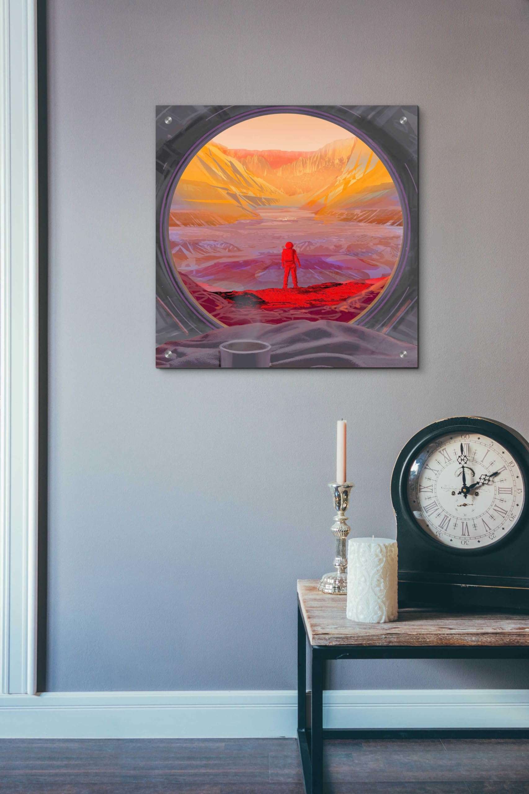 Epic 'On Mars' Acrylic Glass Wall Art - 24x24 Inches Modern Space Decor for Living Room, Bedroom & Office - Premium Framed Canvas Print for Home & Office Decoration
