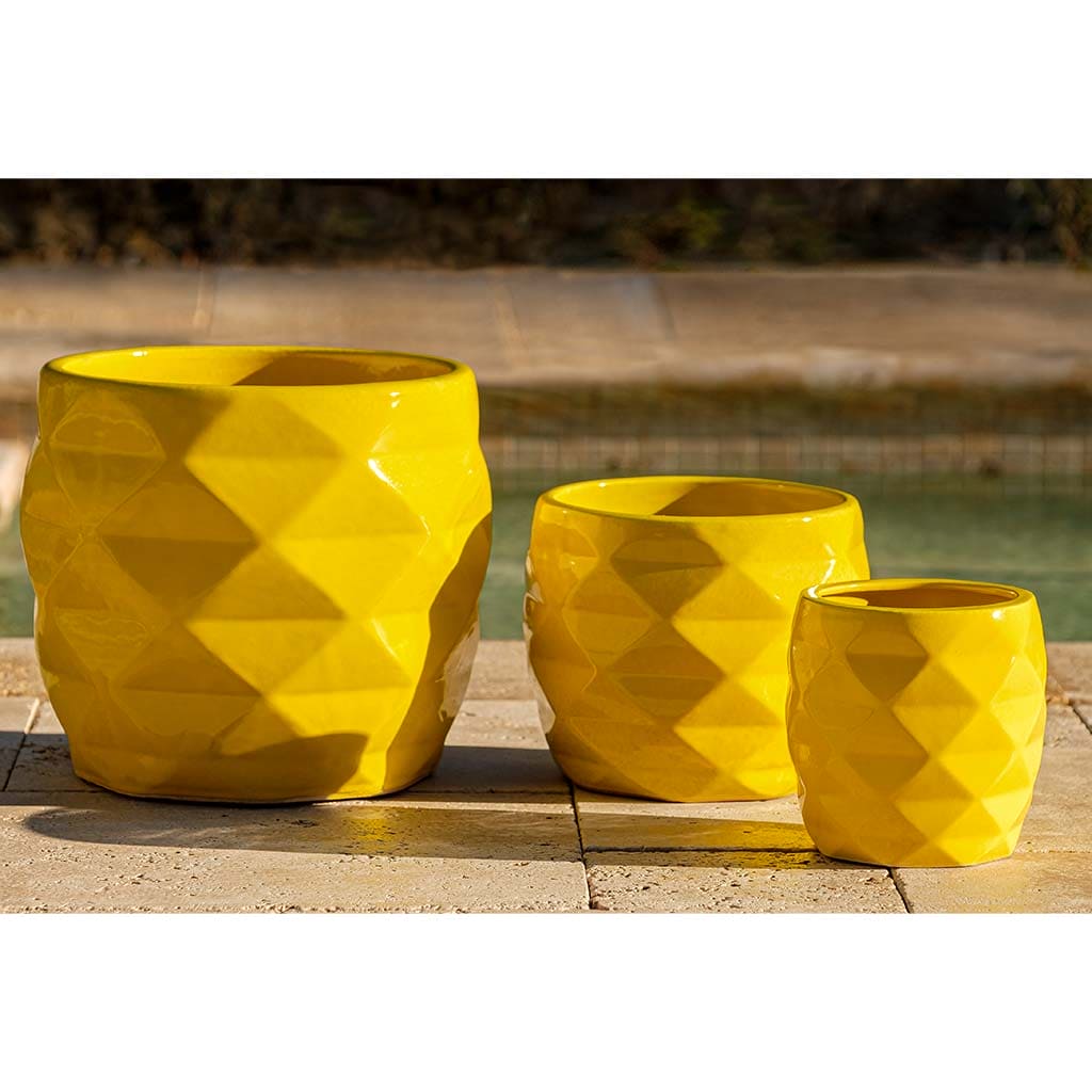 Campania International Origami Planter Set of 3 - Modern Geometric Ceramic Flower Pots for Indoor Plants, Succulents & Home Decor - Perfect for Living Room, Office Desk & Shelf Display