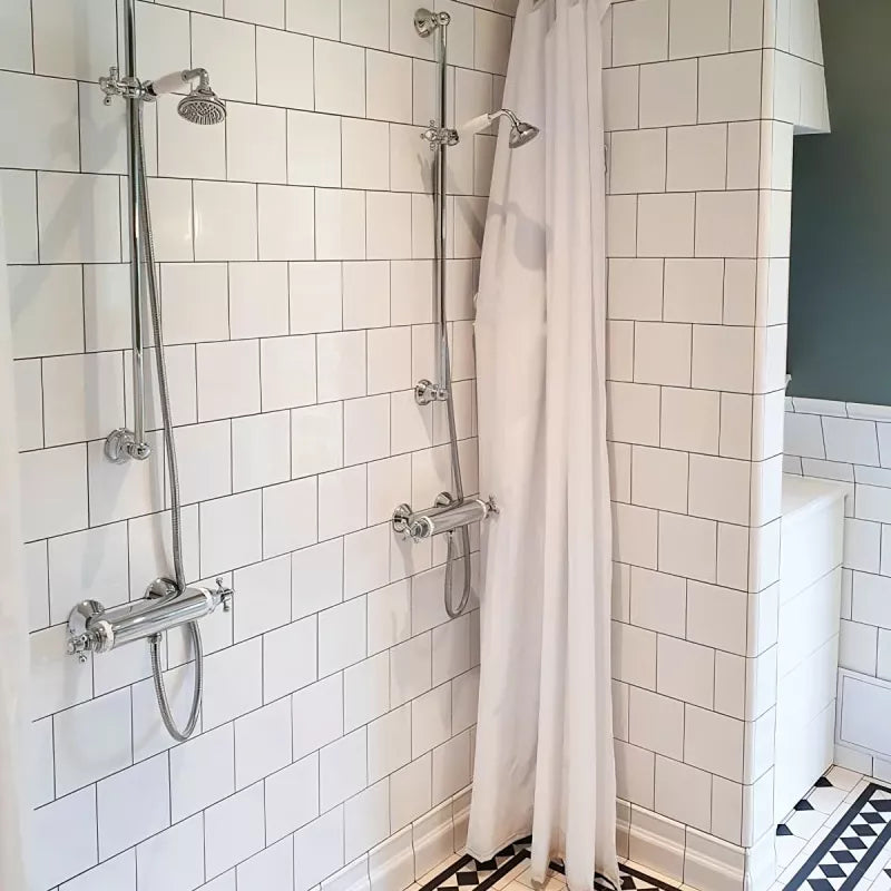 Colonial 90cm Shower Curtain Rod with Hand Shower and Hose - Perfect for Bathroom Renovation and Space-Saving Solutions