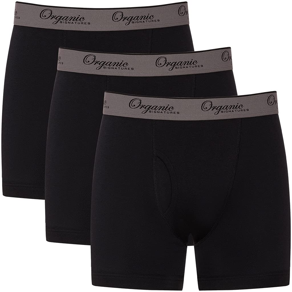 Organic Cotton Men's Boxer Briefs 3-Pack - Soft, Comfortable & Breathable Underwear for Everyday Wear, Workout & Travel