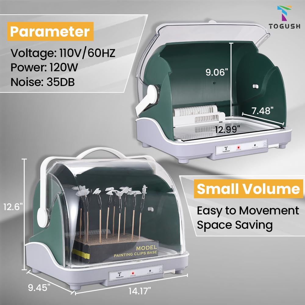 120W T TOGUSH Airbrush Drybooth - Constant Temperature Model Painting Dehydrator for Hobbyists - Works with Water-Based, Oil-Based & Marker Paints - Perfect for Miniature Painting, Warhammer Models & DIY Crafts