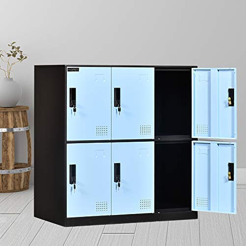 6-Door Metal Storage Locker Cabinet with Lock - Secure Office, Home & School Organizer for Classroom, Gym, Kids Room & Playroom (Blue) - Perfect for Storing Sports Equipment, Toys & School Supplies
