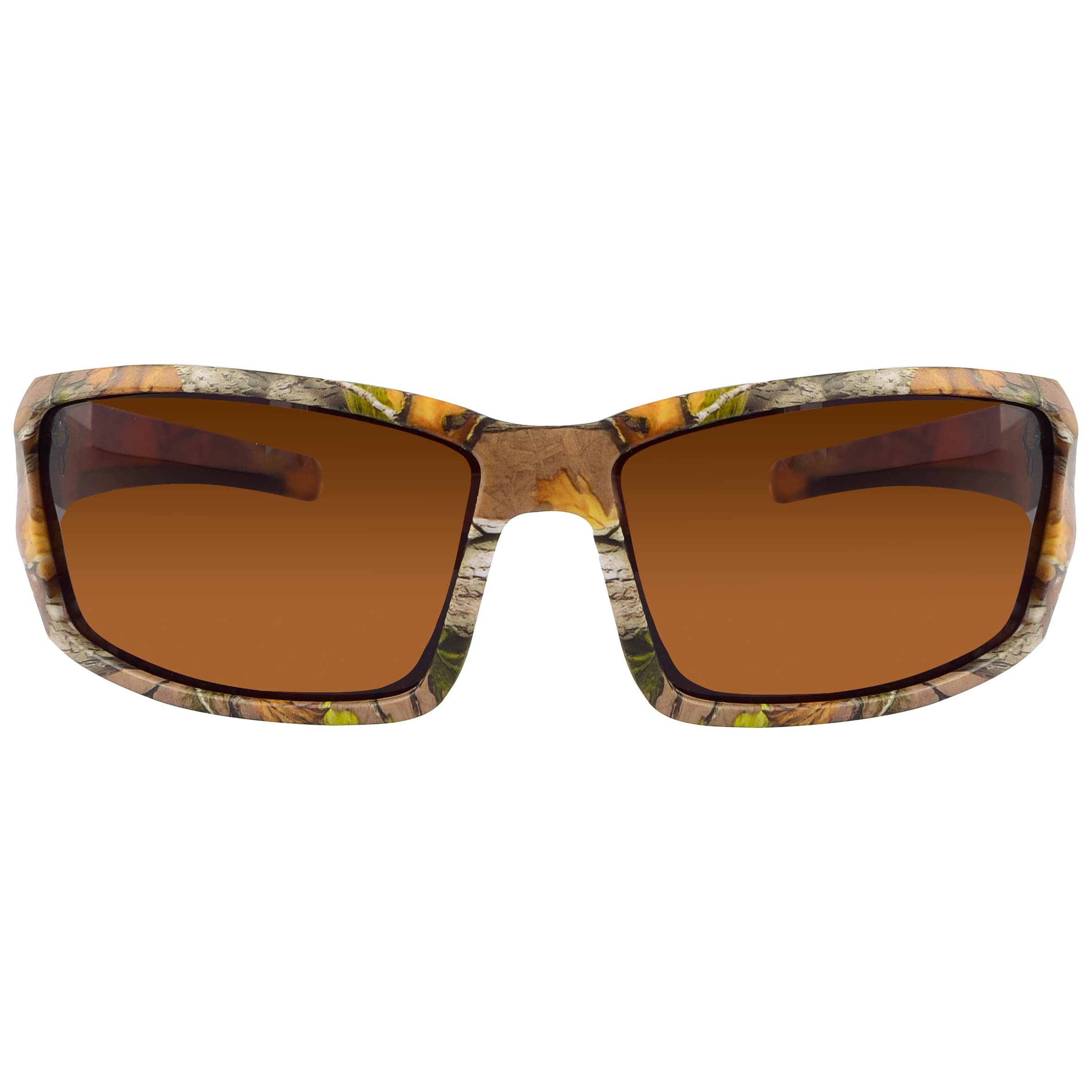 Men's Polarized Sunglasses - Hornz Brown Forest Camouflage Aquabull Style - UV Protection, Anti-Glare - Includes Free Microfiber Pouch - Perfect for Hunting, Fishing & Outdoor Adventures