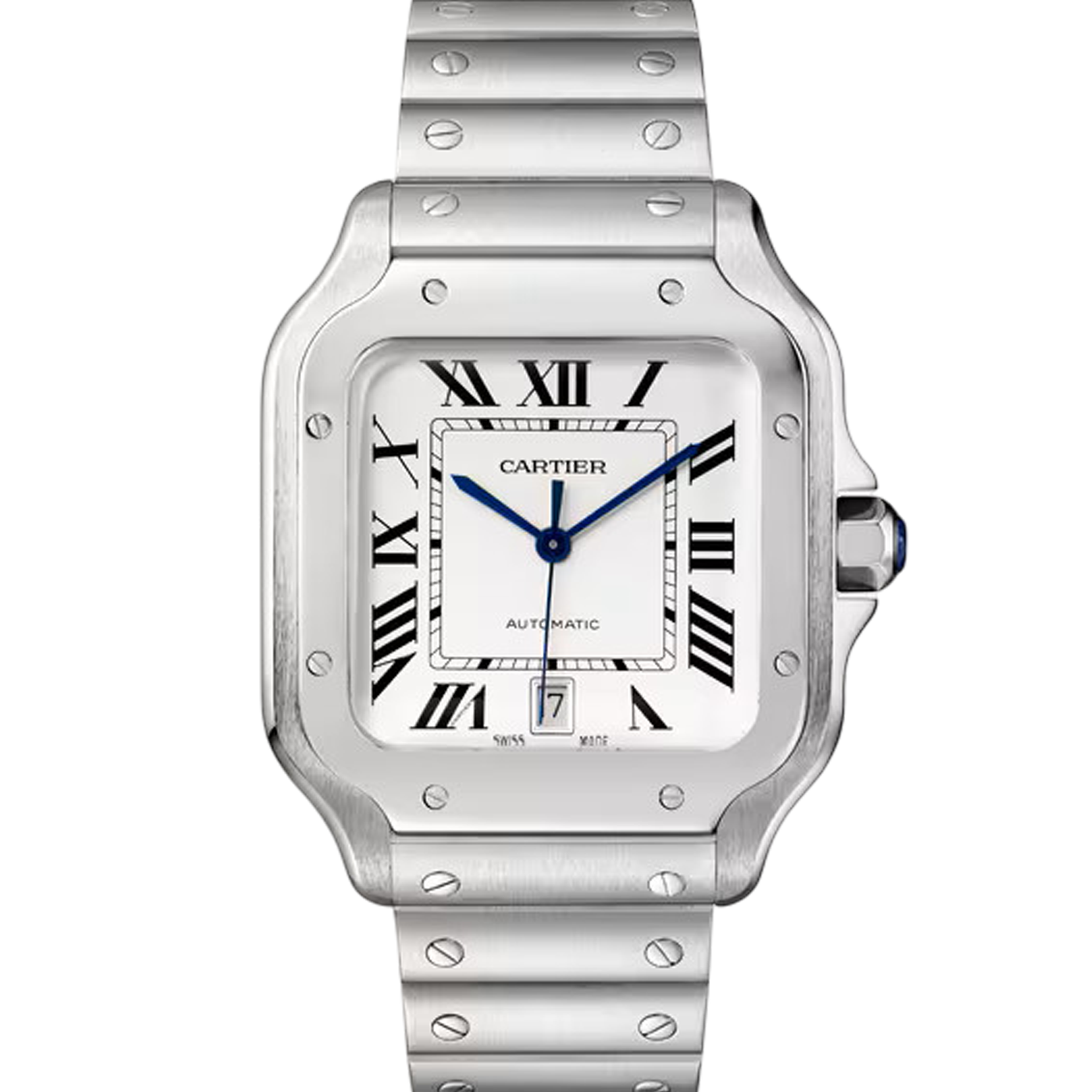 Cartier Santos Large Men's Watch WSSA0018 - Stainless Steel, White Dial, Luxury Timepiece for Business & Formal Events
