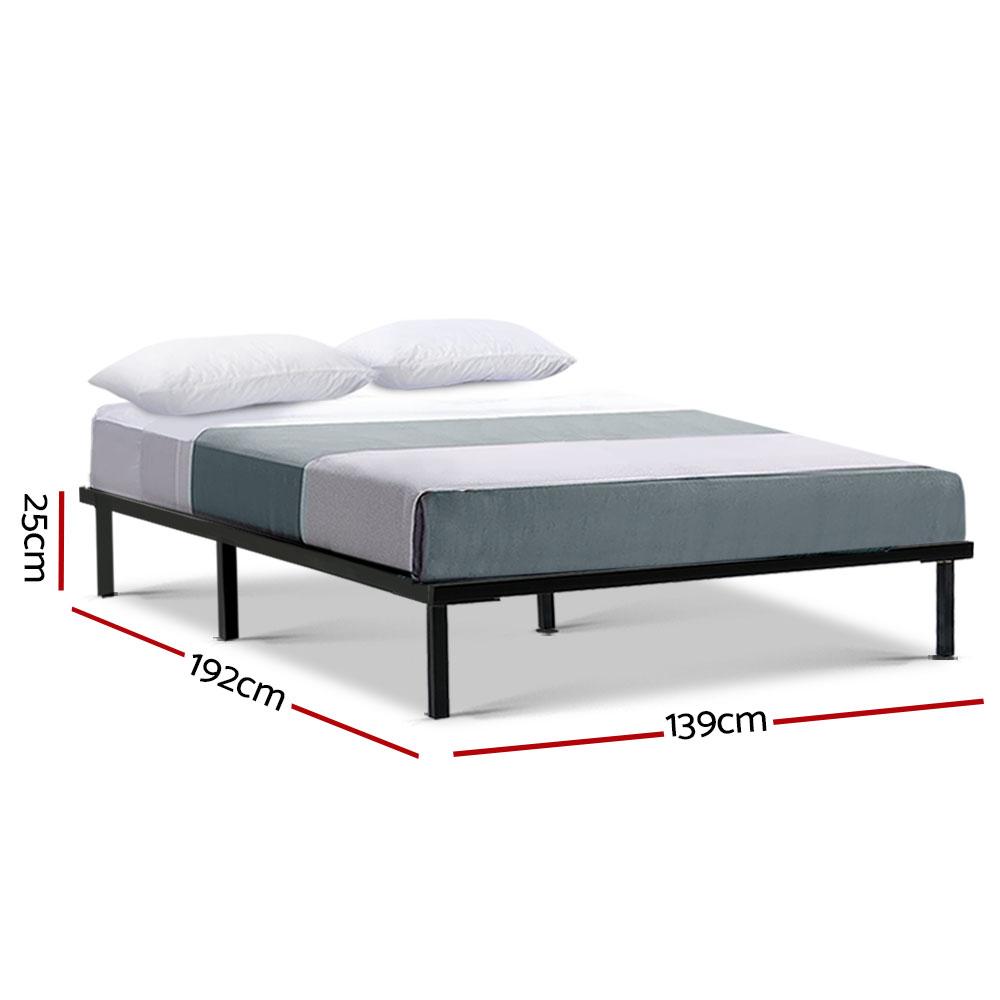 Premium Double Package Ted Metal Bed Frame with Black & Gray Bonnell Spring Mattress - Medium Firm Support for Ultimate Comfort | Ideal for Master Bedrooms, Guest Rooms & Dormitories