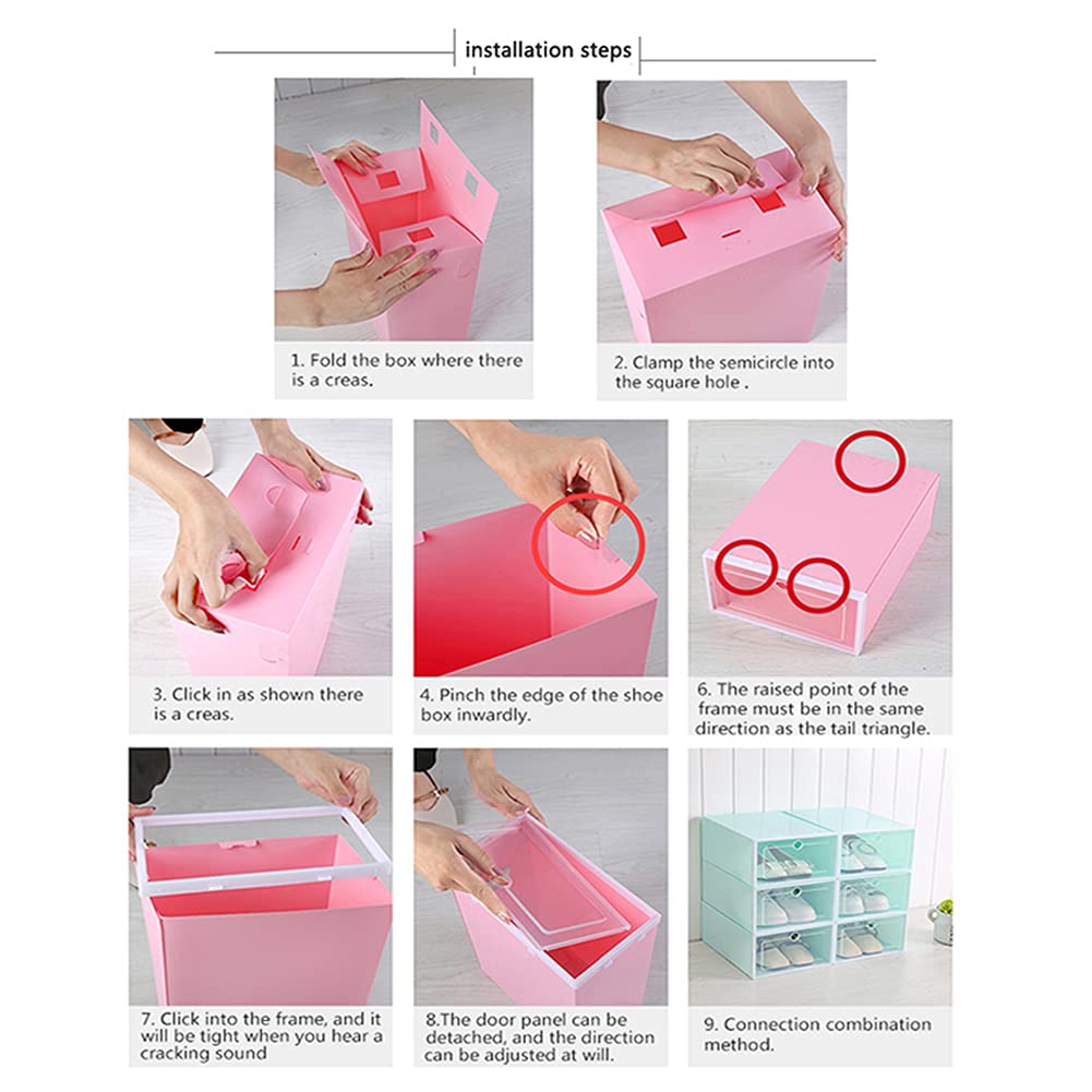 Valcatch Clear Plastic Shoe Storage Box - Stackable Front Opening Shoe Organizer Bin for Sneakers & Shoes - Perfect for Closet, Bedroom & Entryway Organization