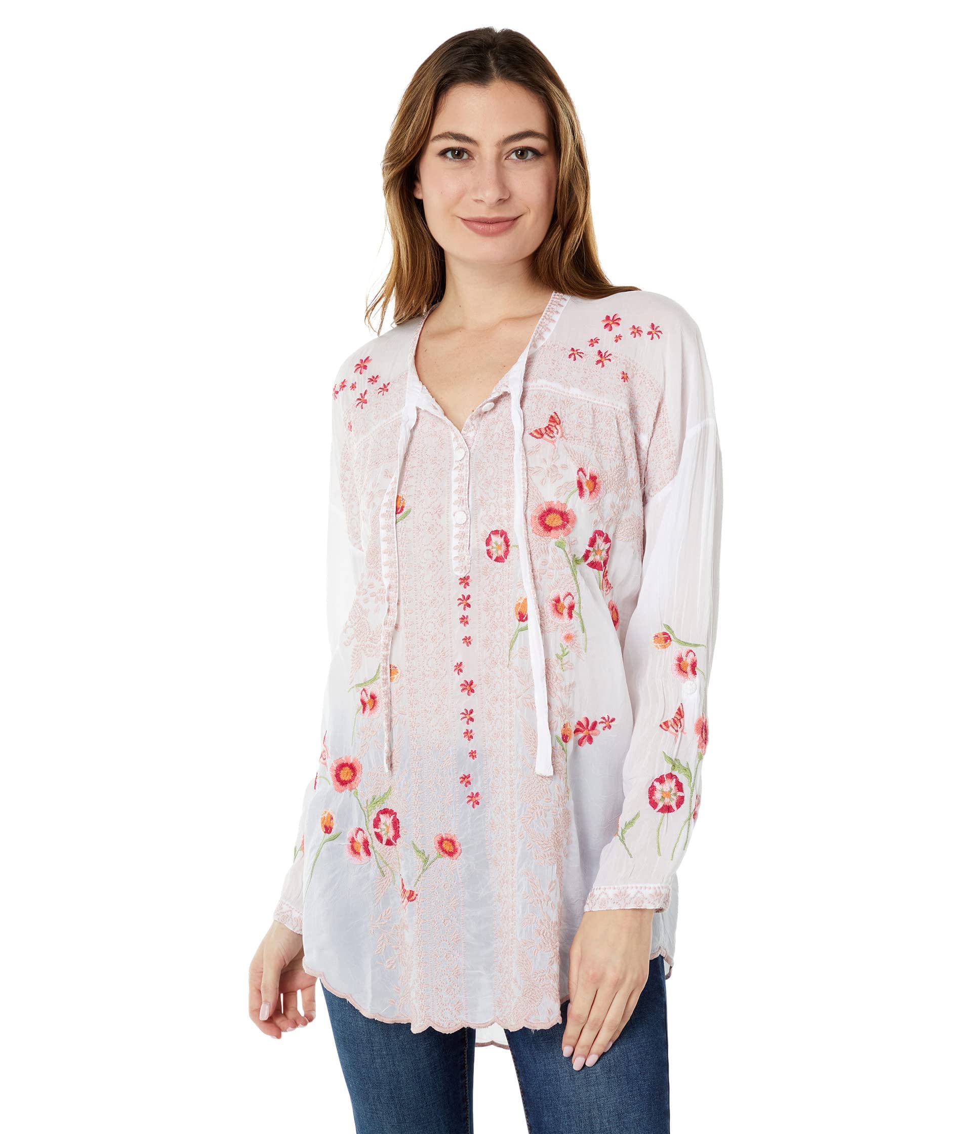 Johnny Was Women's Long Sleeve Button Down Blouse - Elegant Casual & Office Wear - Perfect for Work, Date Night & Special Occasions