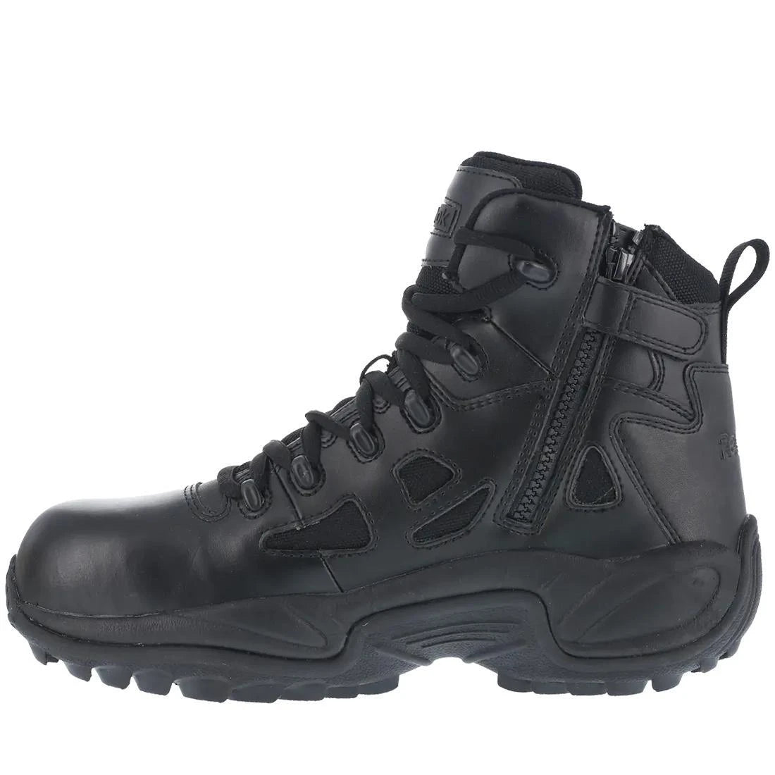 RB 6-Inch Composite Toe Side Zip Tactical Work Boots - Black | Lightweight & Durable Safety Shoes for Construction, Security & Outdoor Work