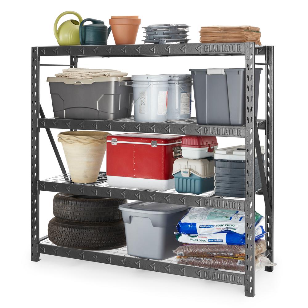 Heavy-Duty 4-Tier Welded Steel Garage Storage Shelving Unit - GARS774XEG | Organize Tools, Sports Gear & Home Supplies | Perfect for Garage, Basement & Workshop Organization