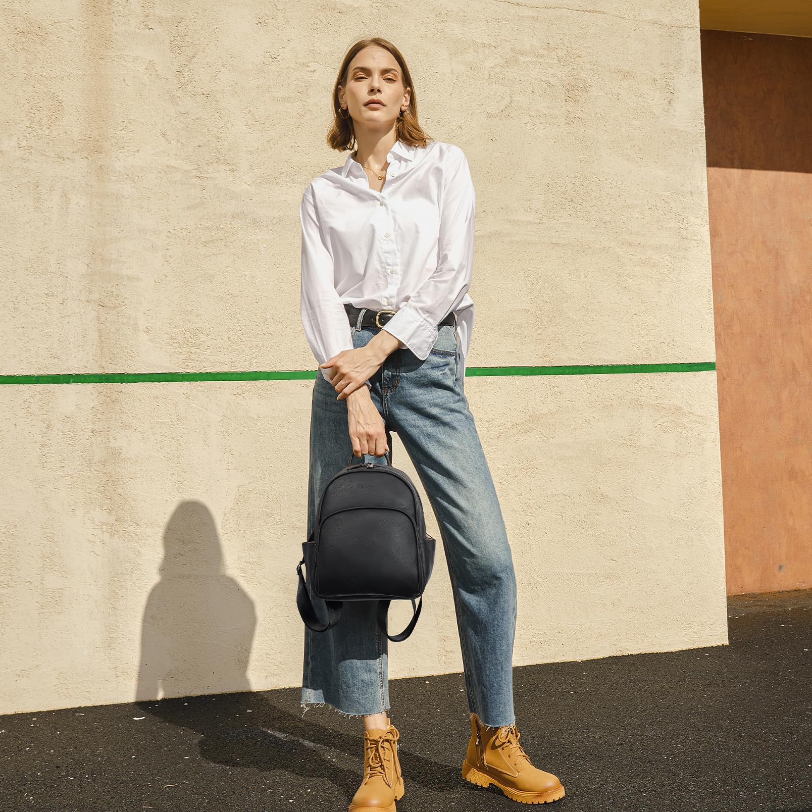 Telena Small Leather Backpack Purse for Women & Girls - Cute Mini Travel Shoulder Bag for School, Work, Gym & Everyday Use