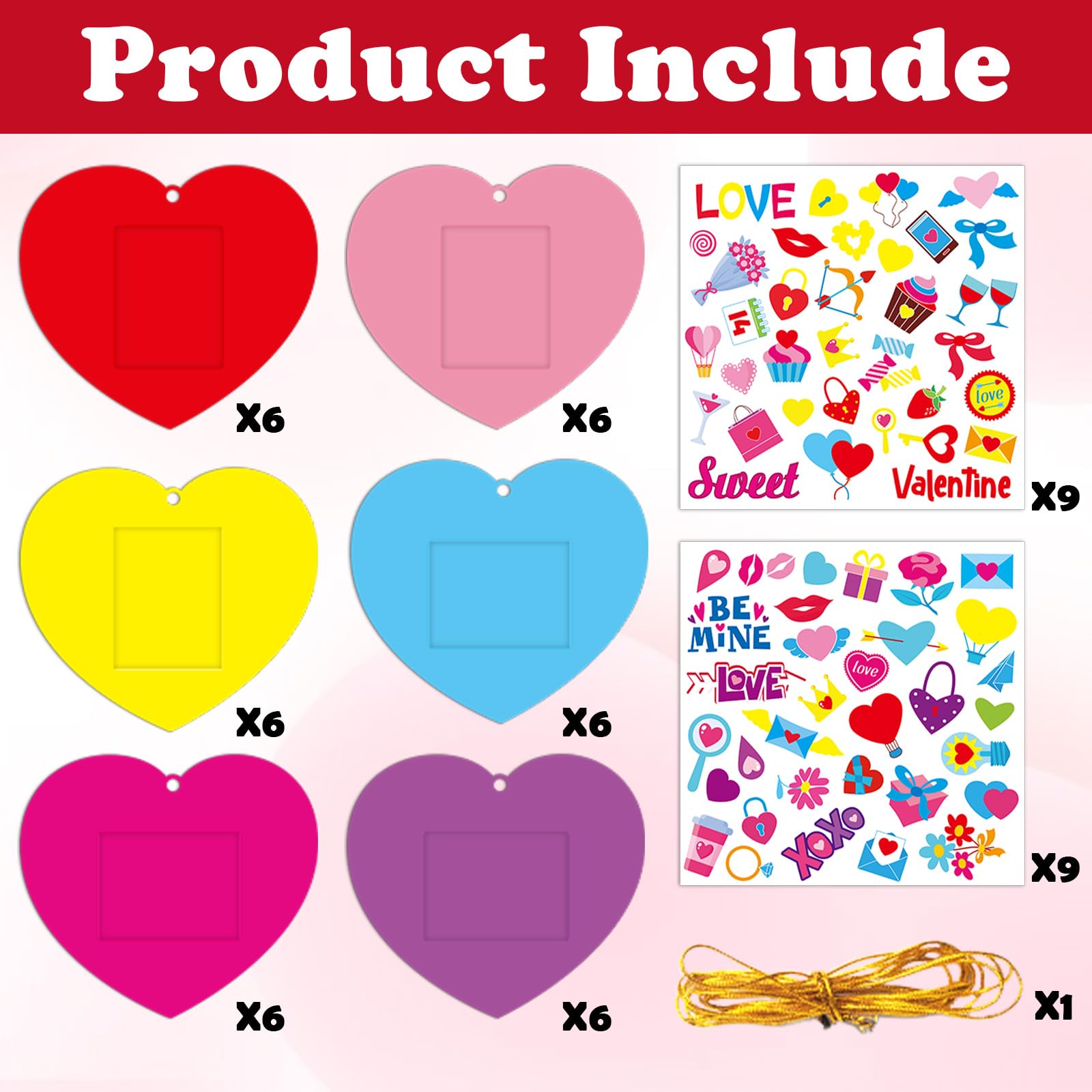 36 Sets Valentine's Day Craft Kit for Kids - DIY Heart Picture Frame, Valentine Photo Frame Arts & Crafts Kit for Home, Classroom, Kindergarten Party, Art Activity - Perfect for Gifts & School Projects