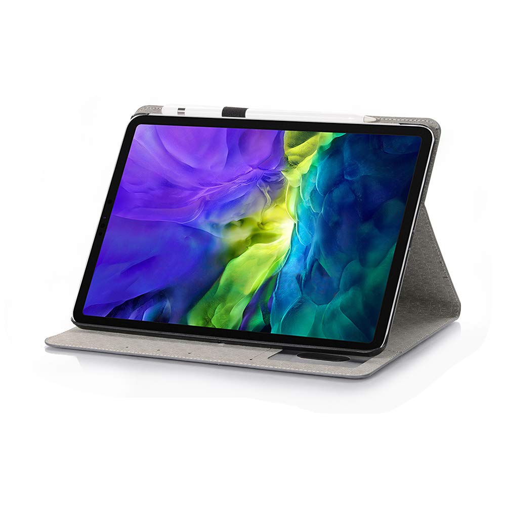 Luxury Folio Stand Case for iPad Pro 12.9 (2022/2021/2020/2018) - 6th/5th/4th/3rd Gen Protective Cover with Pencil Holder & Auto Sleep/Wake - Perfect for Work, Travel & Home Office (Grey)