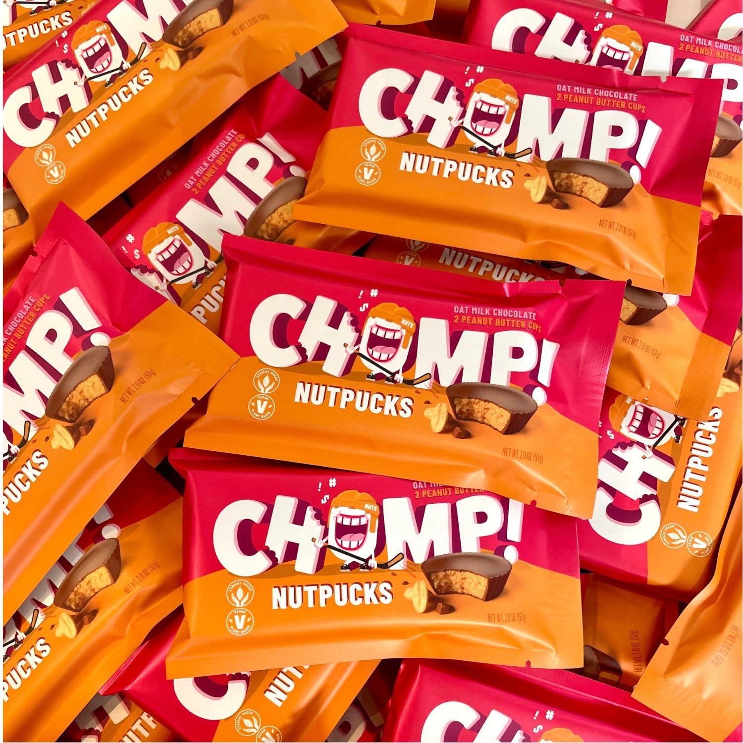 Chomp! Nutpucks: Vegan Oat Milk Chocolate Peanut Butter Cups - Dairy-Free, Gluten-Free, Soy-Free, Ethical Cacao (5 Pack) | Perfect for Healthy Snacking, Vegan Desserts & Ethical Treats