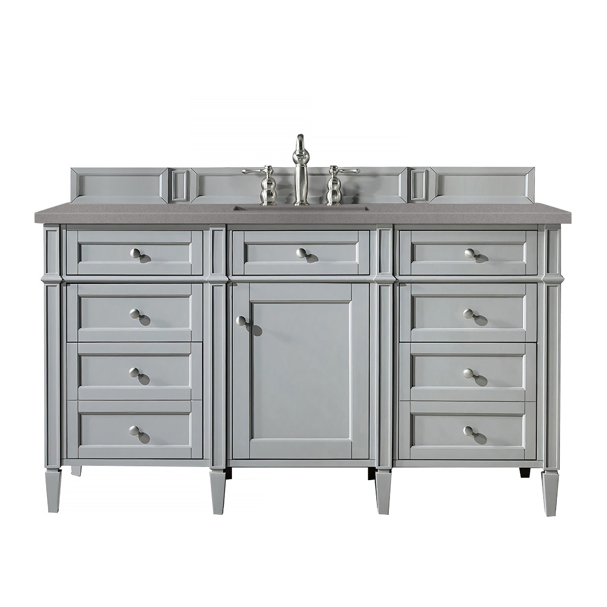 Brittany 60-Inch Urban Gray Single Bathroom Vanity with 3CM Grey Expo Quartz Countertop - Perfect for Modern Master Bathrooms & Powder Rooms