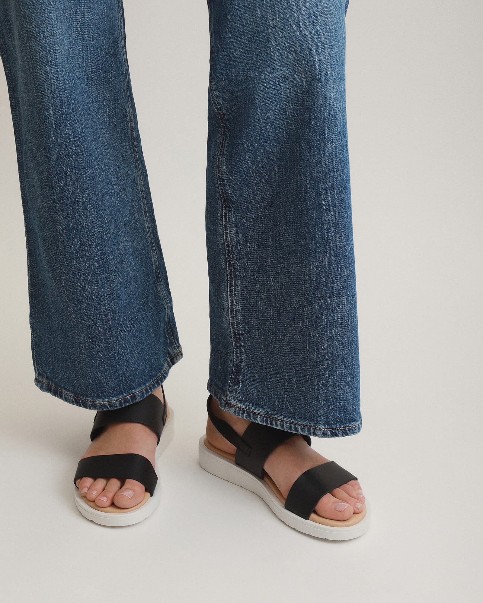 ROSALIE Women's Flat Sandals - Black Leather Comfortable Slides for Casual Wear, Beach, and Summer Outfits