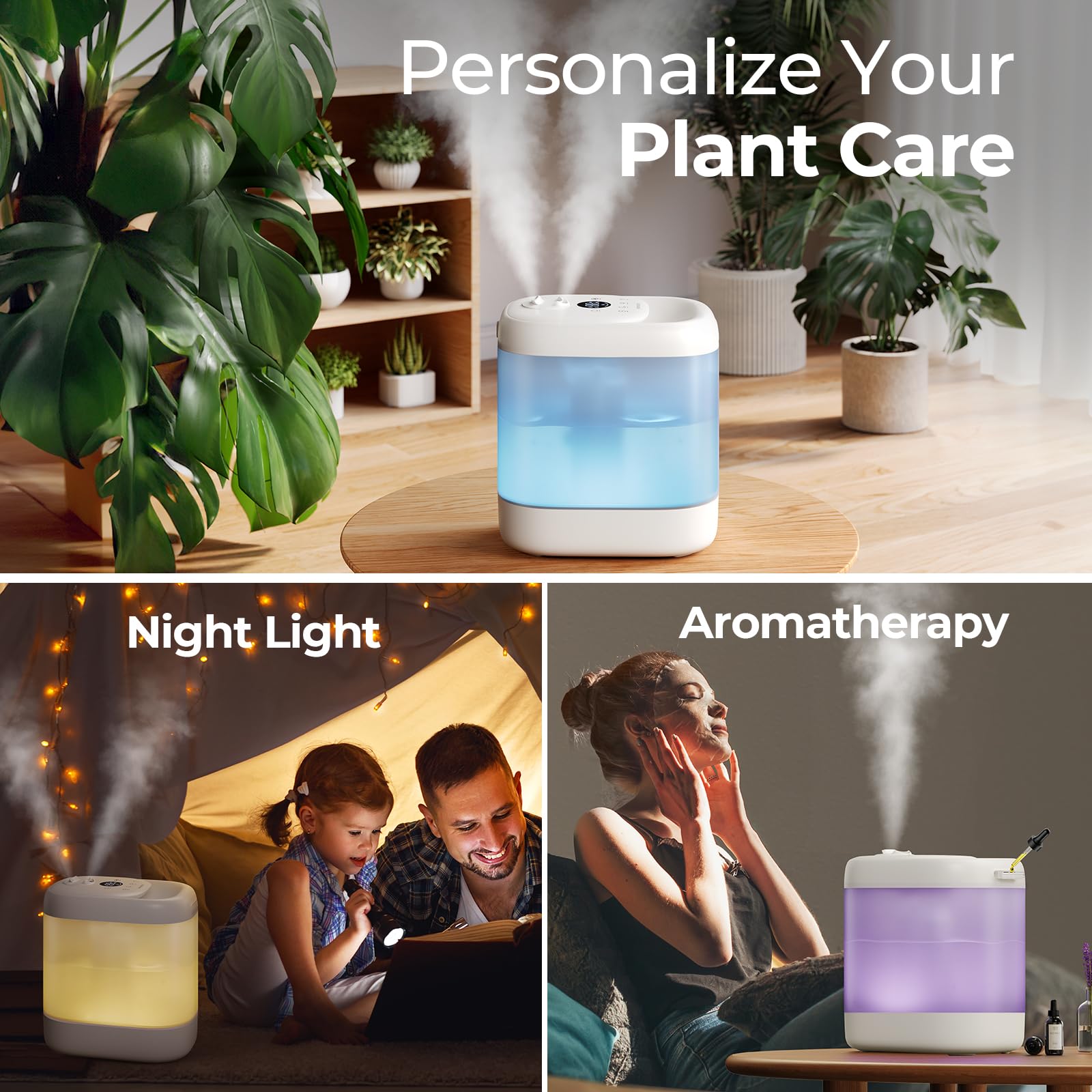 Homvana 5L Cool Mist Humidifier - Ultrasonic Top Fill Humidifier for Large Bedrooms, Baby Nurseries & Indoor Plants | 32 Hour Runtime with Auto Mode & Essential Oil Diffuser | Quiet Operation for Better Sleep & Air Quality
