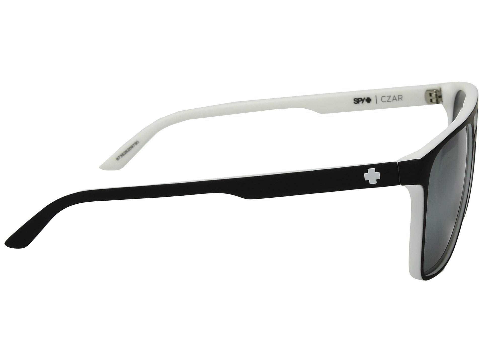 Spy Czar Sunglasses - Whitewall Black & White Frame with Happy Platinum Spectra Lens - UV Protection, Polarized, Stylish for Outdoor, Driving, Beach & Fashion