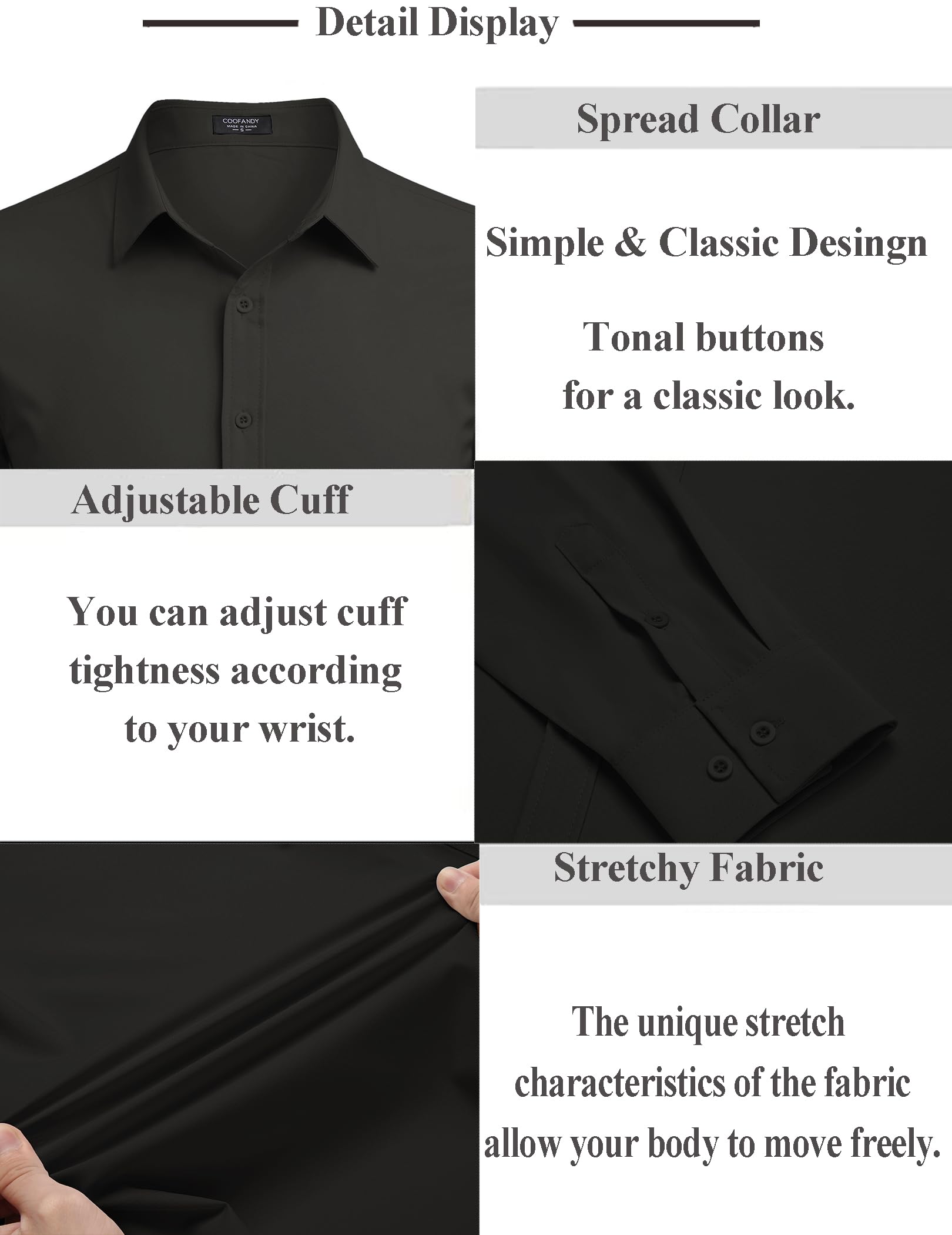 COOFANDY Men's Business Dress Shirts - Wrinkle Free Long Sleeve Button Down Shirt, Textured Casual & Formal Wear, Regular Fit for Office, Interview & Special Occasions
