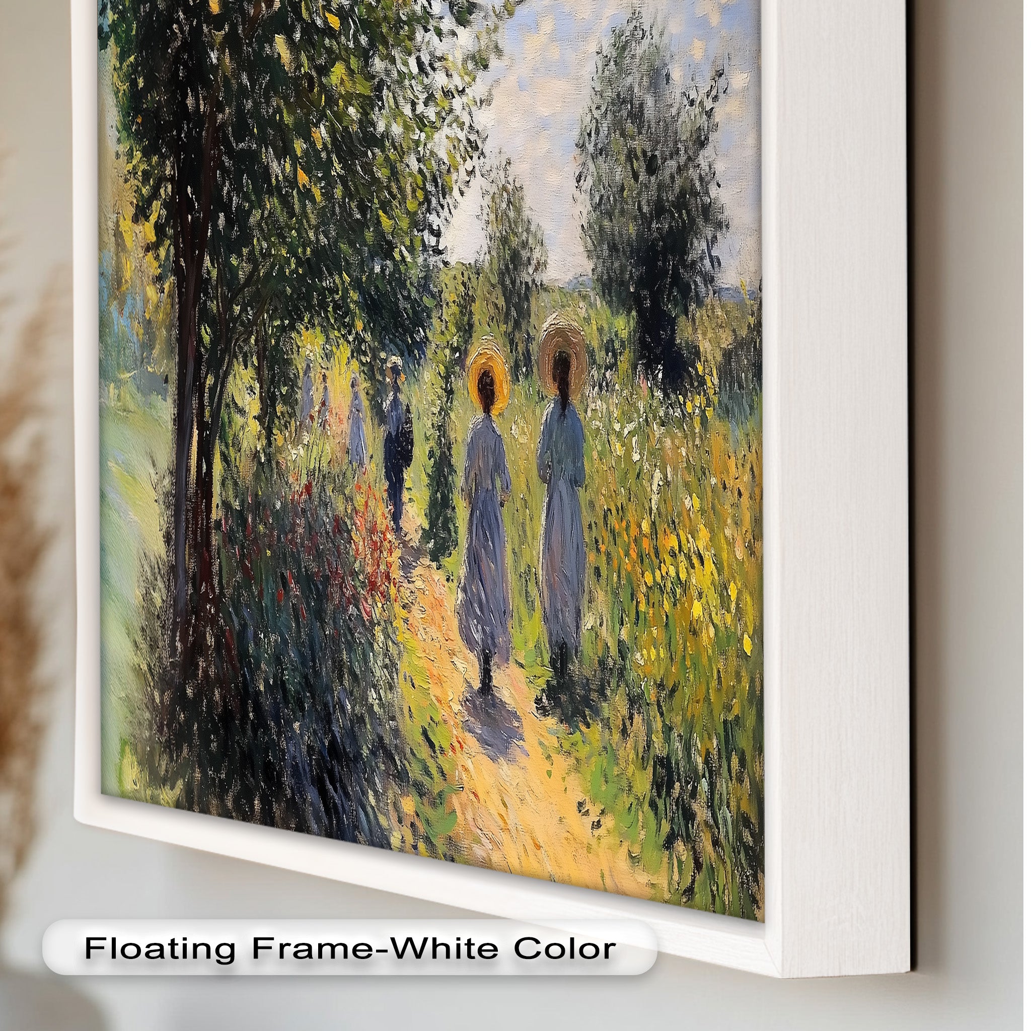 Afternoon Stroll - Sun Dappled Garden Walk Oil Painting Wall Art - Hand Painted Landscape Canvas for Living Room, Bedroom Decor - Perfect Gift for Home & Office