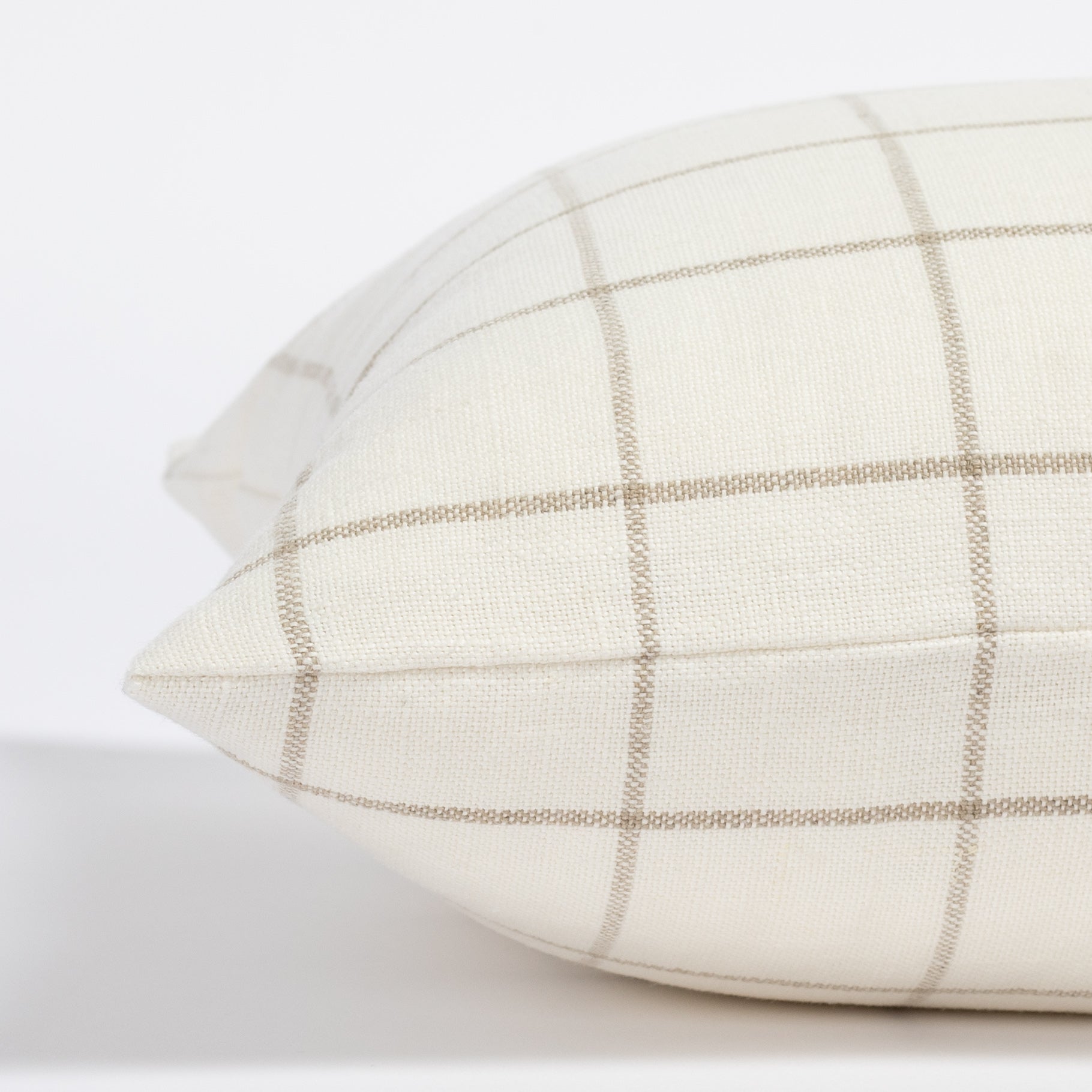 Butler Check 14x20 Lumbar Pillow in Natural Cream - Supportive Sofa Cushion for Living Room, Office Chair & Bed - Comfortable Backrest for Home Decor and Relaxation
