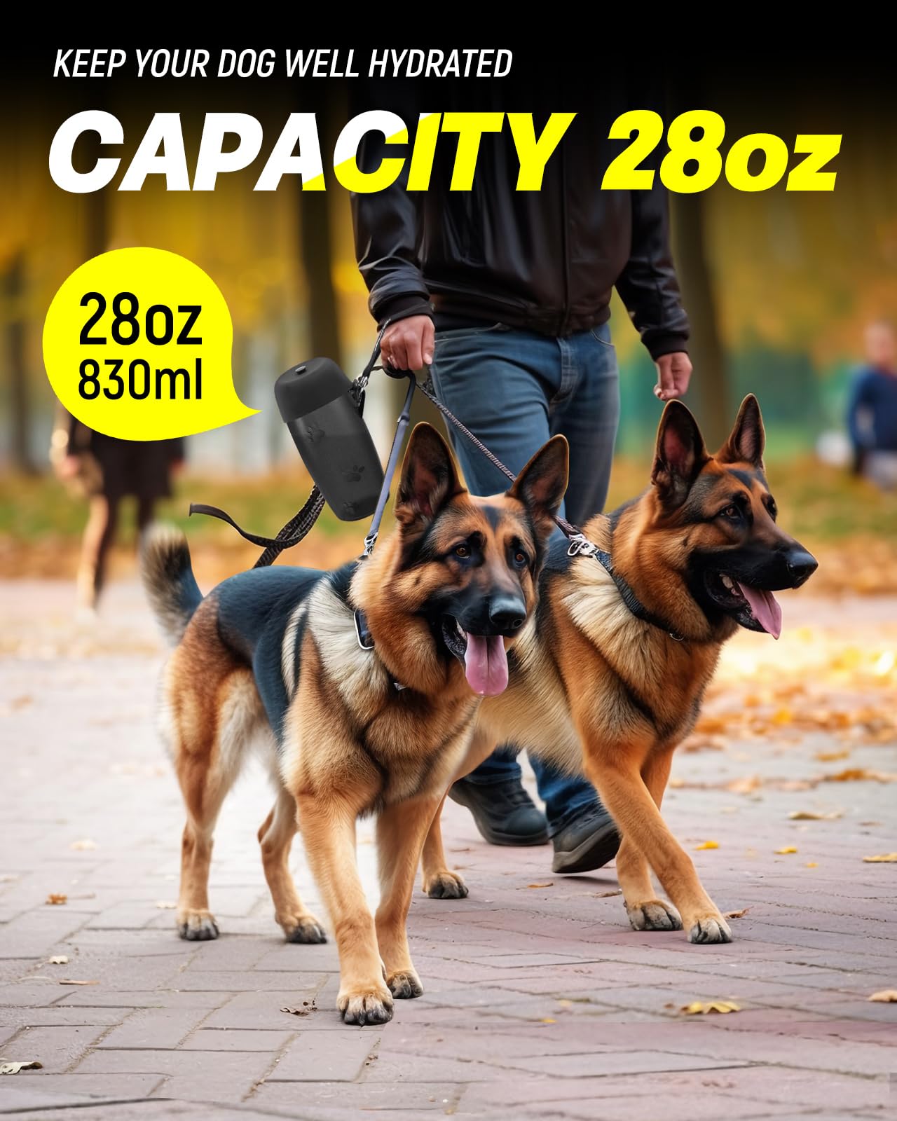 Leak-Proof Dog Water Bottle 28oz - Portable Pet Travel Dispenser for Outdoor Walking & Hiking