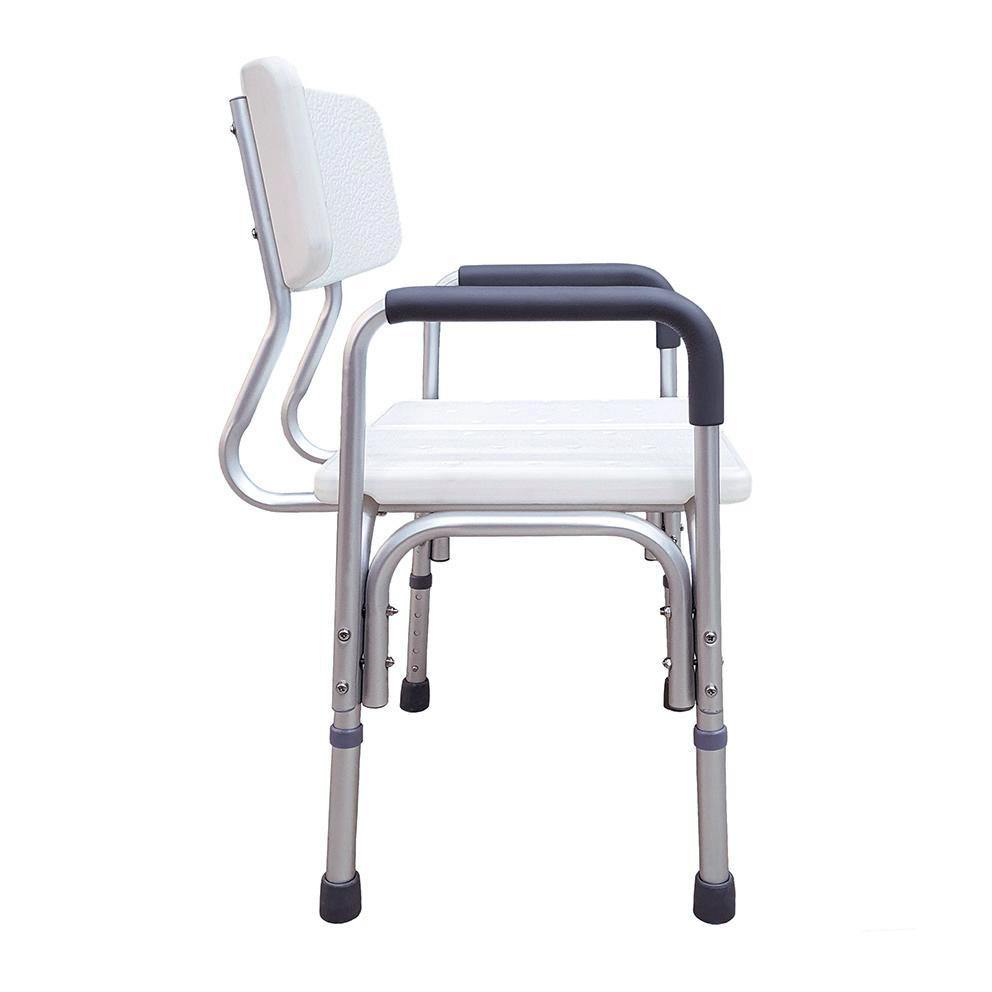 Adjustable Height Shower Chair with Armrest - Sturdy & Safe Bath Seat for Elderly, Disabled & Seniors - Ideal for Bathroom Safety & Mobility Assistance
