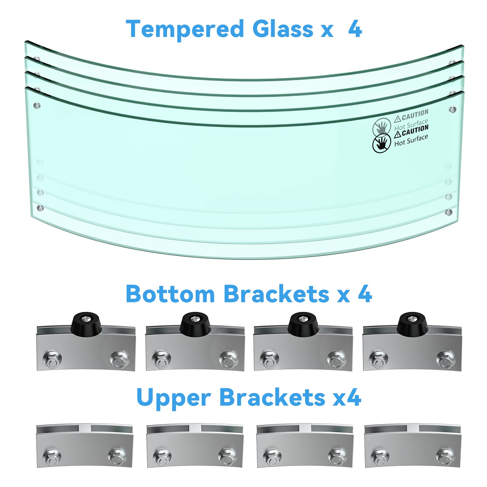 Skyflame 29-Inch Round Fire Pit Wind Guard - Premium Tempered Glass Panel with Reinforced Aluminum Brackets for 24-Inch Fire Pits - Durable, Clear & Heat-Resistant for Outdoor Patio, Backyard & Camping Use