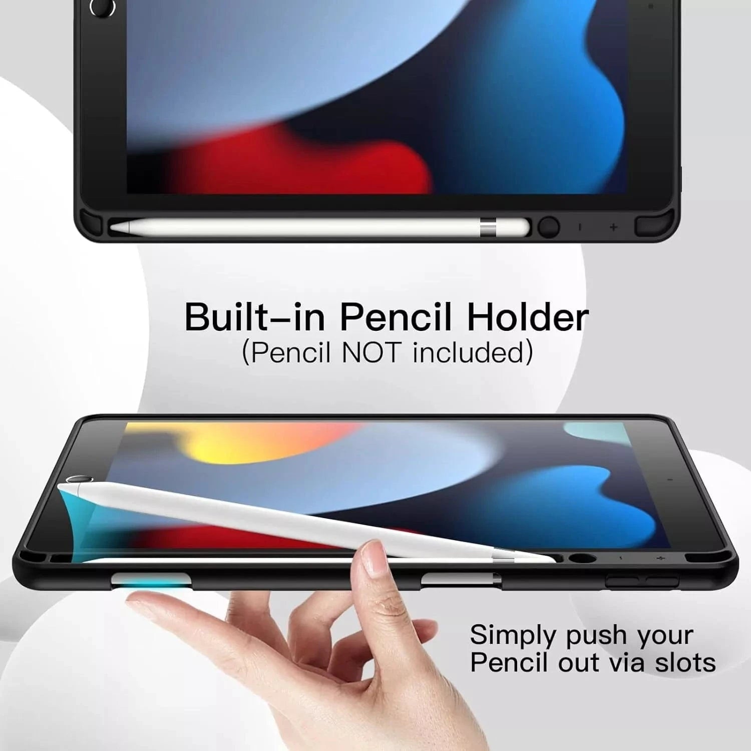 Shockproof TPU Case for iPad Pro 12.9 3rd Generation with Apple Pencil Holder - Durable Protective Cover for Work, Travel & School - Grey