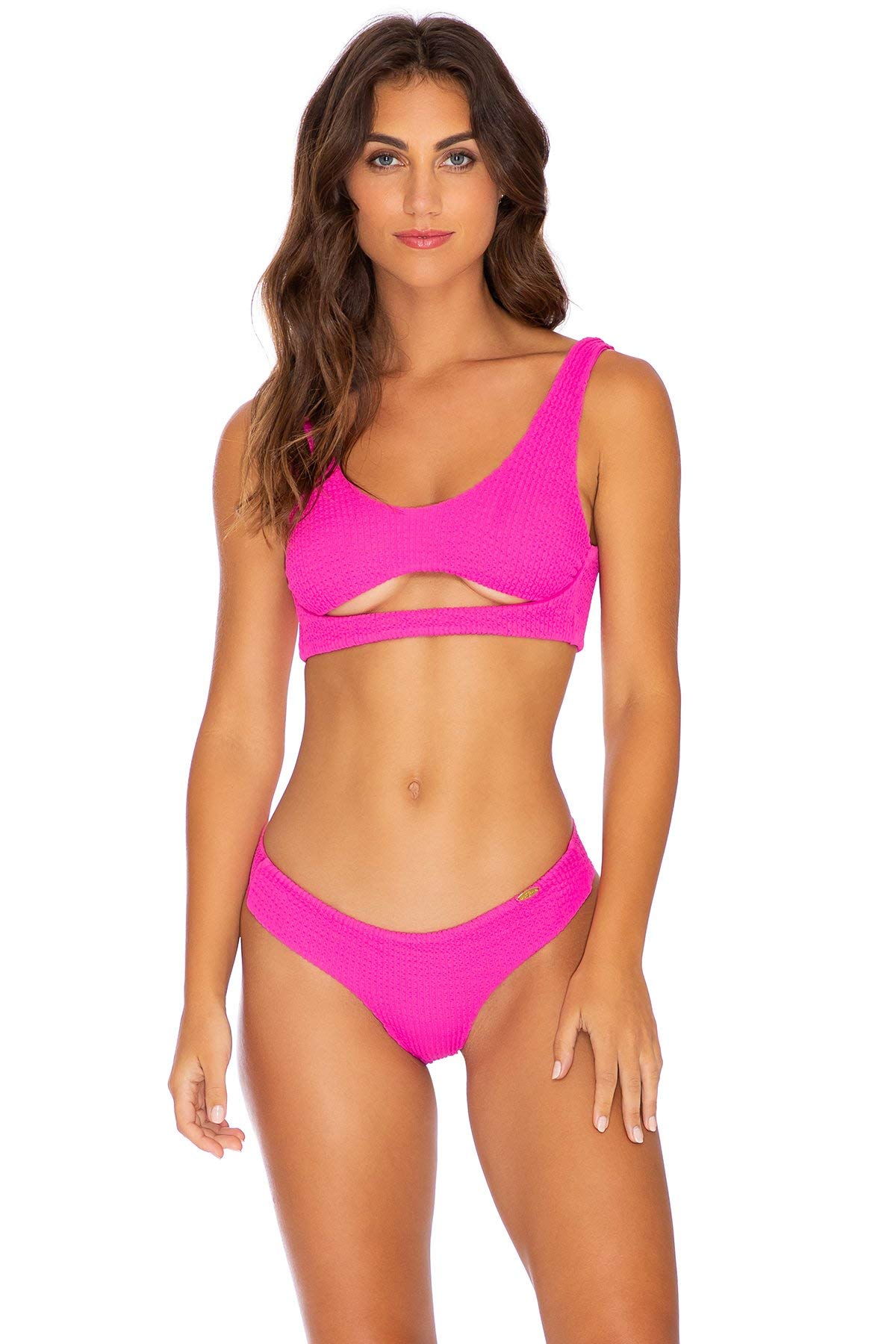 Luli Fama PURA CURIOSIDAD Seamless Wavy Ruched Back Swimsuit Bottom - High Waisted Bikini Bottoms for Women, Perfect for Beach Vacations & Pool Parties