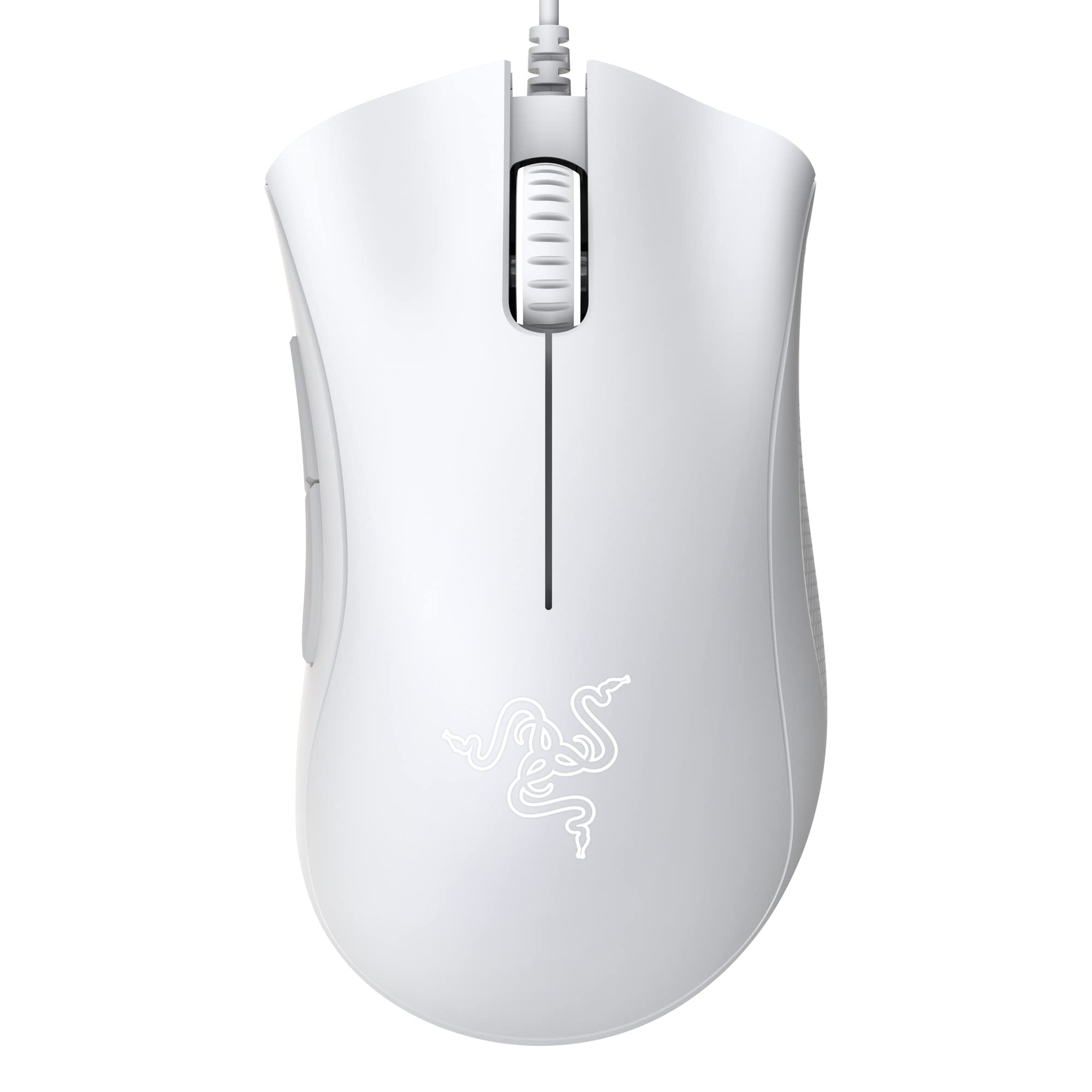 Razer DeathAdder Essential Gaming Mouse - 6400 DPI Optical Sensor, 5 Programmable Buttons, Mechanical Switches, Rubber Side Grips - Mercury White - Perfect for PC Gaming, Esports & Office Work