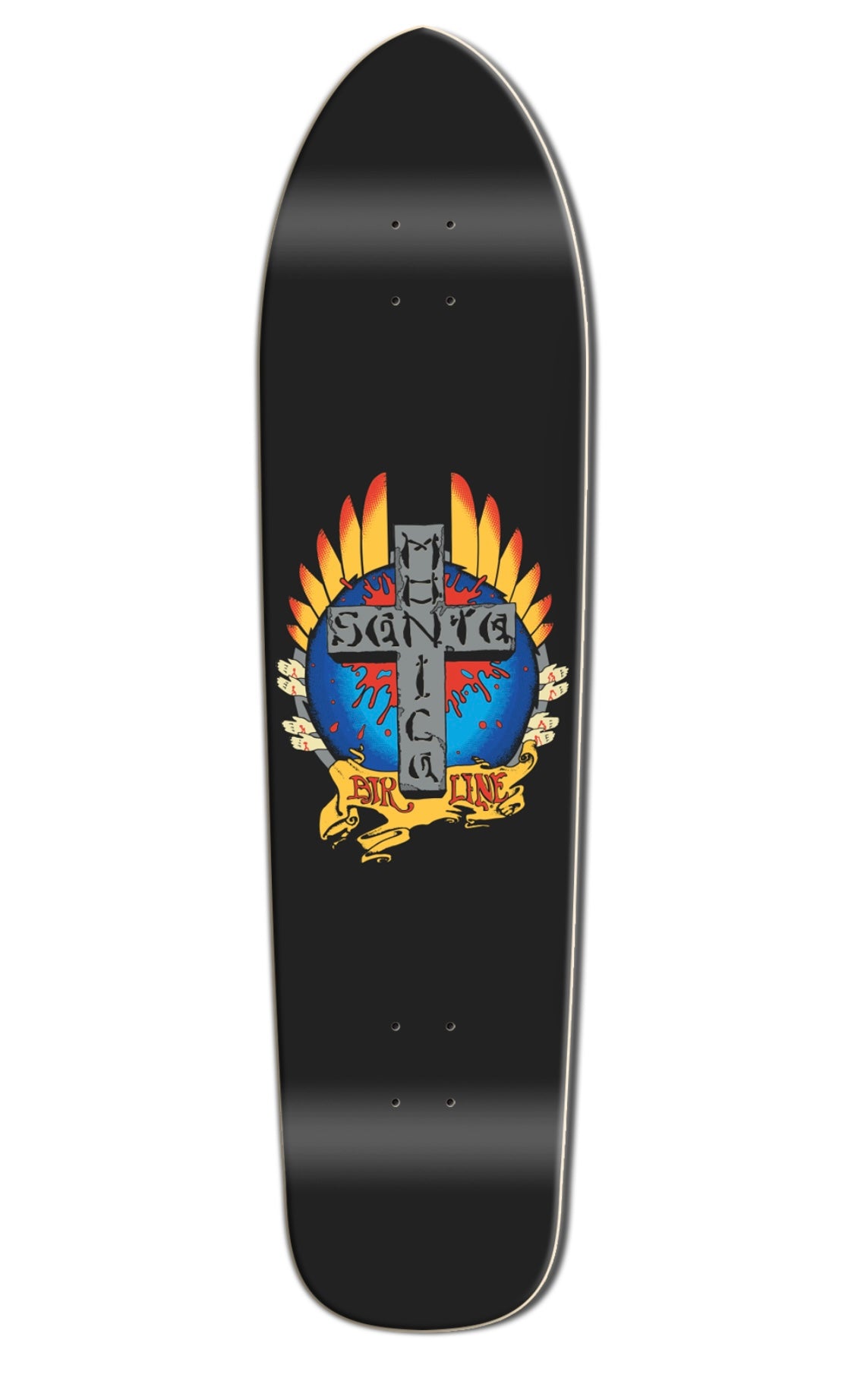 Premium SMA Santa Monica Longboard Skateboard - 44 Inch Cruiser Board for Adults & Teens - Smooth Ride for Commuting, Surf Training & Downhill - Durable Black Deck with High-Quality Wheels & Trucks