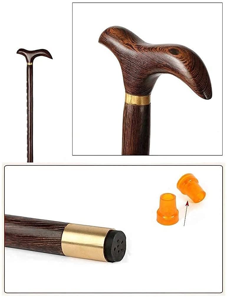Premium Solid Wood Walking Cane for Seniors - Adjustable Height Wooden Walking Stick for Men & Women - Stylish & Durable Mobility Aid for Hiking, Travel & Daily Support