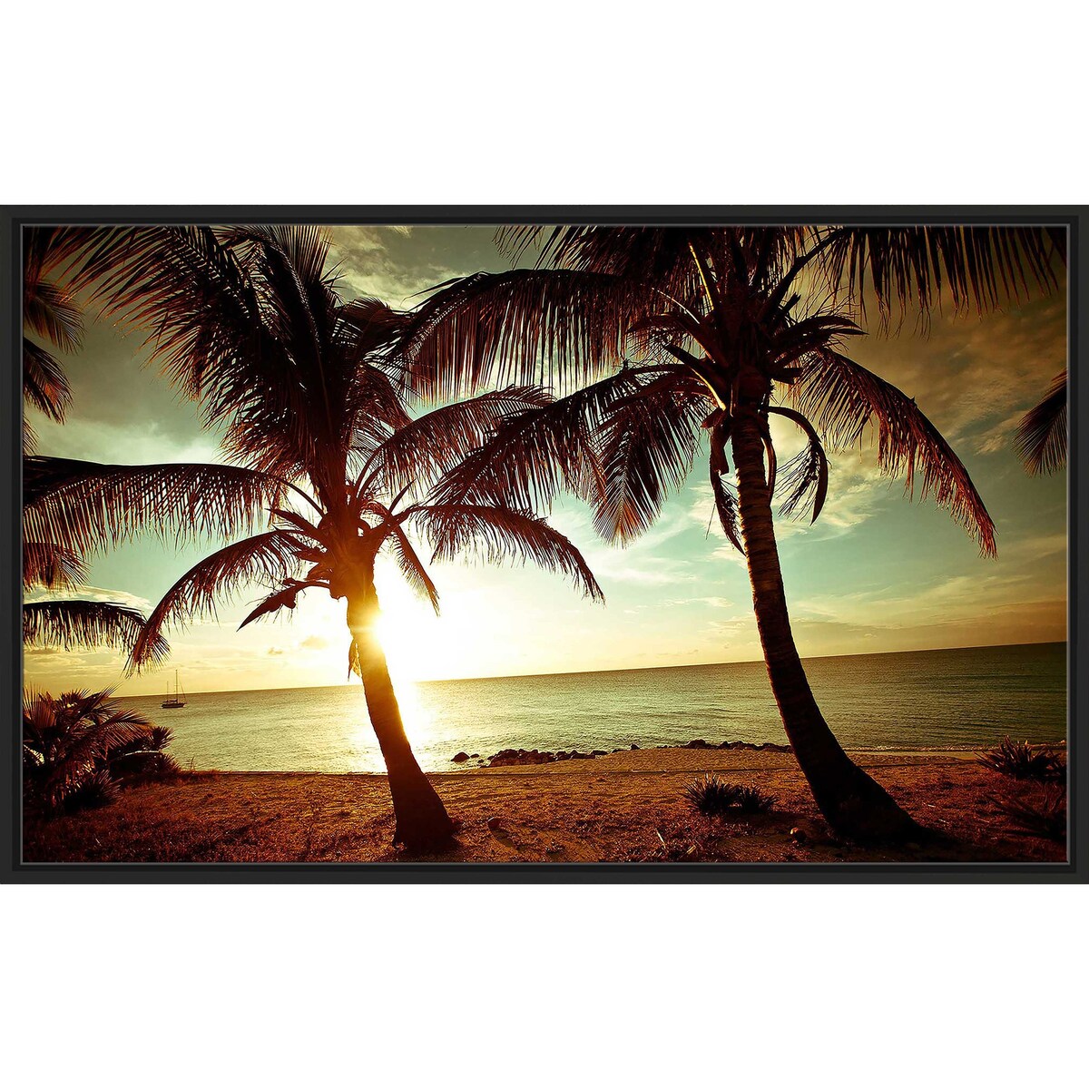 Bimini Sunset Floating Canvas Wall Art - Tropical Beach Decor for Living Room, Bedroom & Office