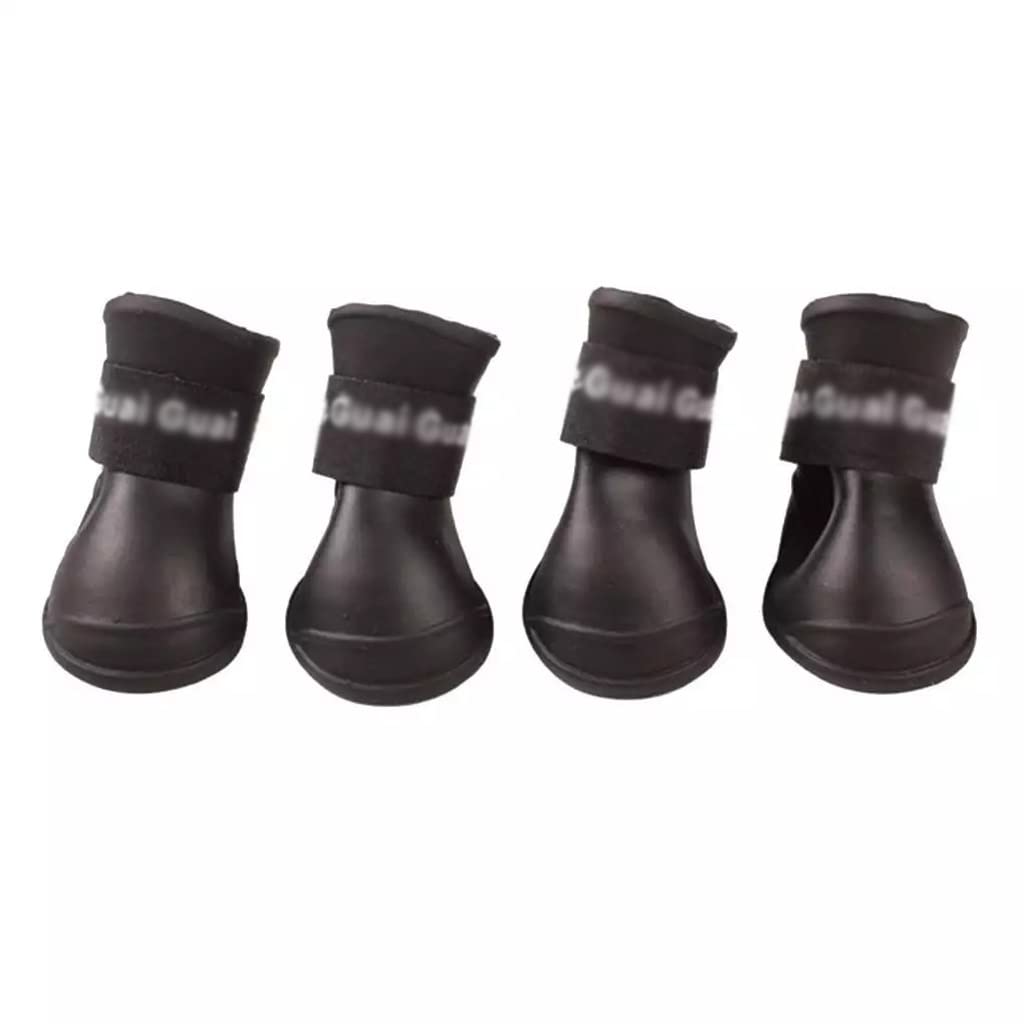 Waterproof Anti-Slip Dog Boots 4PCS Set - PU Elastic Protective Pet Shoes for Puppies & Dogs (Black, XL) - Ideal for Rainy Days, Snow & Outdoor Adventures