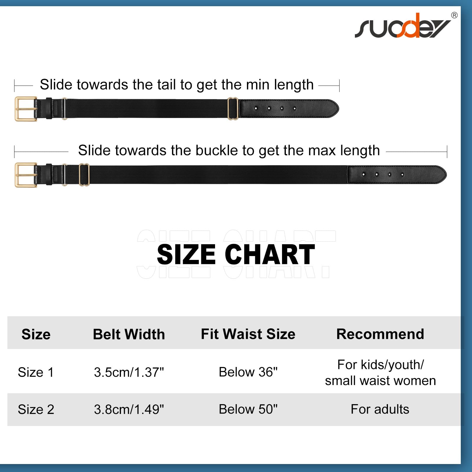 SUOSDEY Adjustable Elastic Baseball Belt for Youth & Adults - Perfect for Softball, Baseball, and Casual Wear