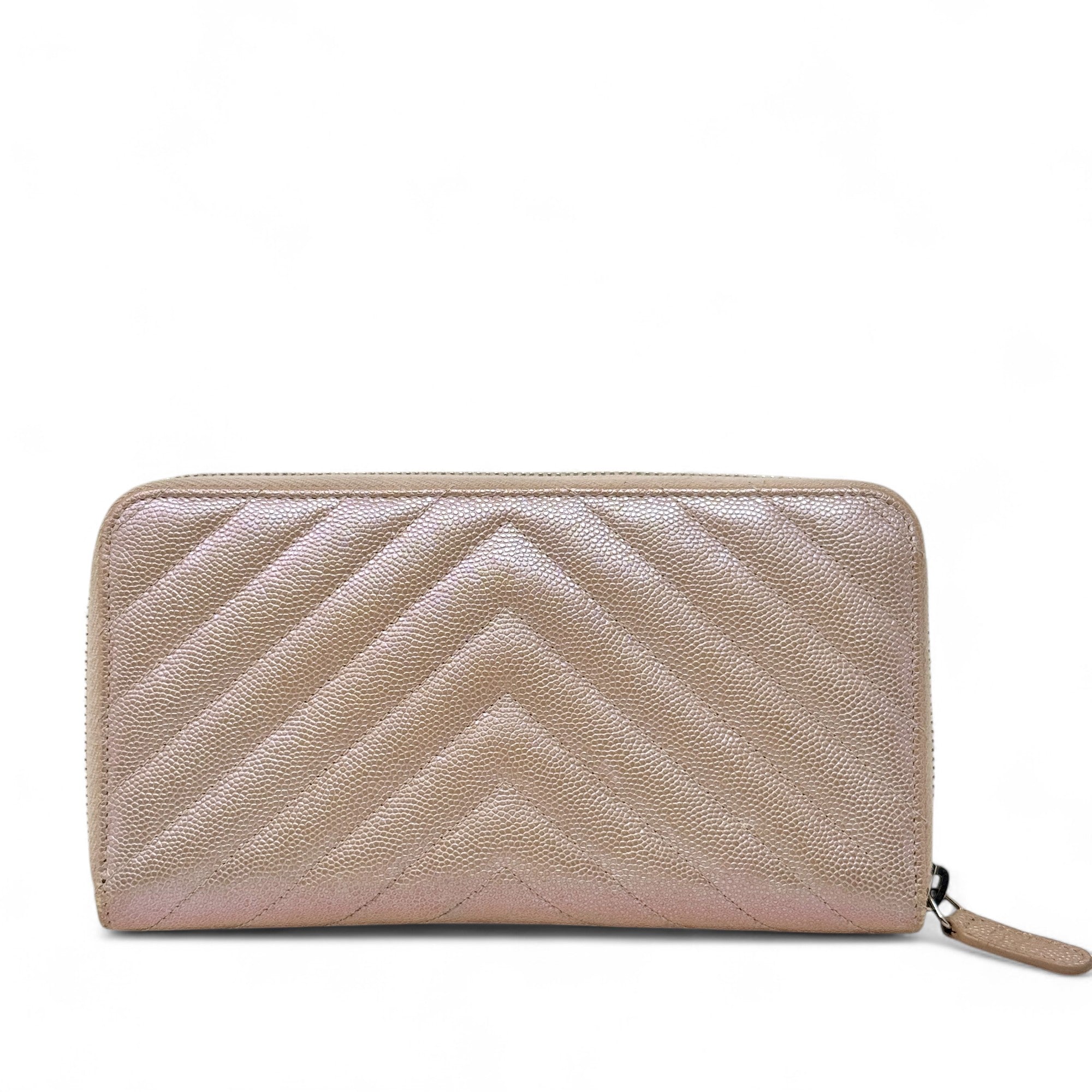 Chanel 17B Rose Gold Chevron Zip Wallet - Luxury Designer Wallet for Women | Perfect for Everyday Use, Travel & Special Occasions