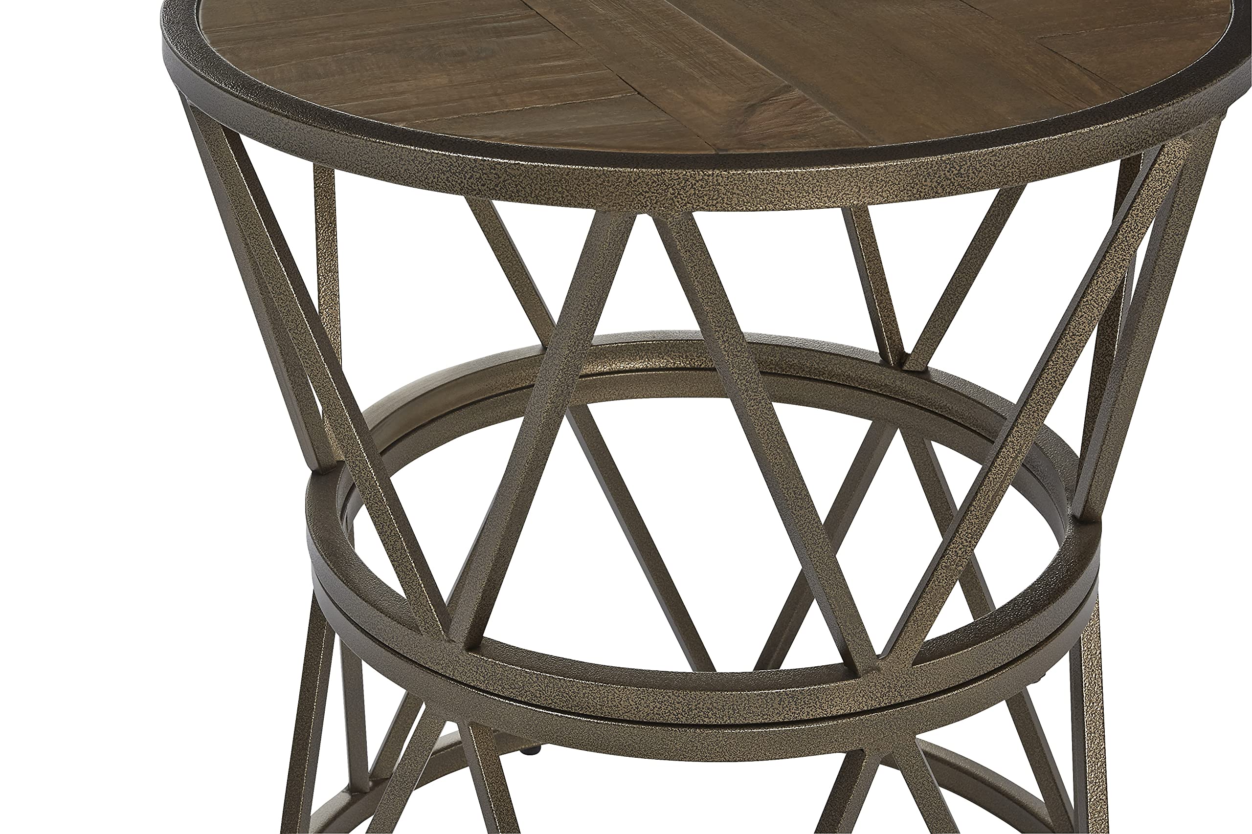 Progressive Furniture SoHo Round End Table - Gold & Natural Finish - Modern Side Table for Living Room, Bedroom, or Office