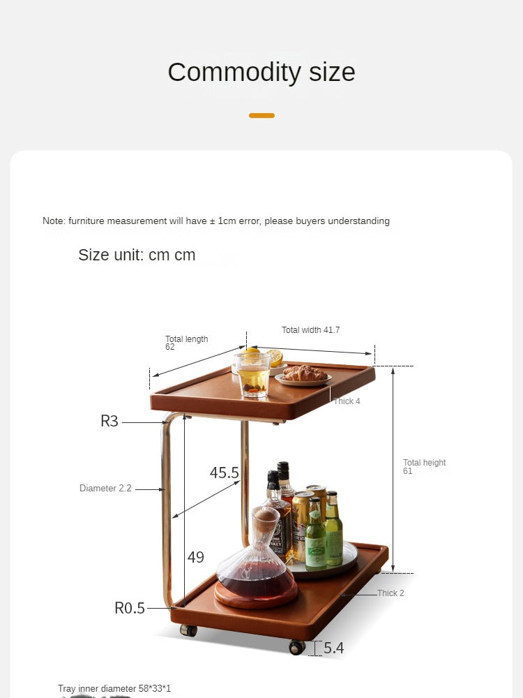 Modern Double Layer C-Shaped Mobile Side Table - Poplar Wood Nightstand for Bedroom, Living Room, Office - Portable End Table with Storage Shelf