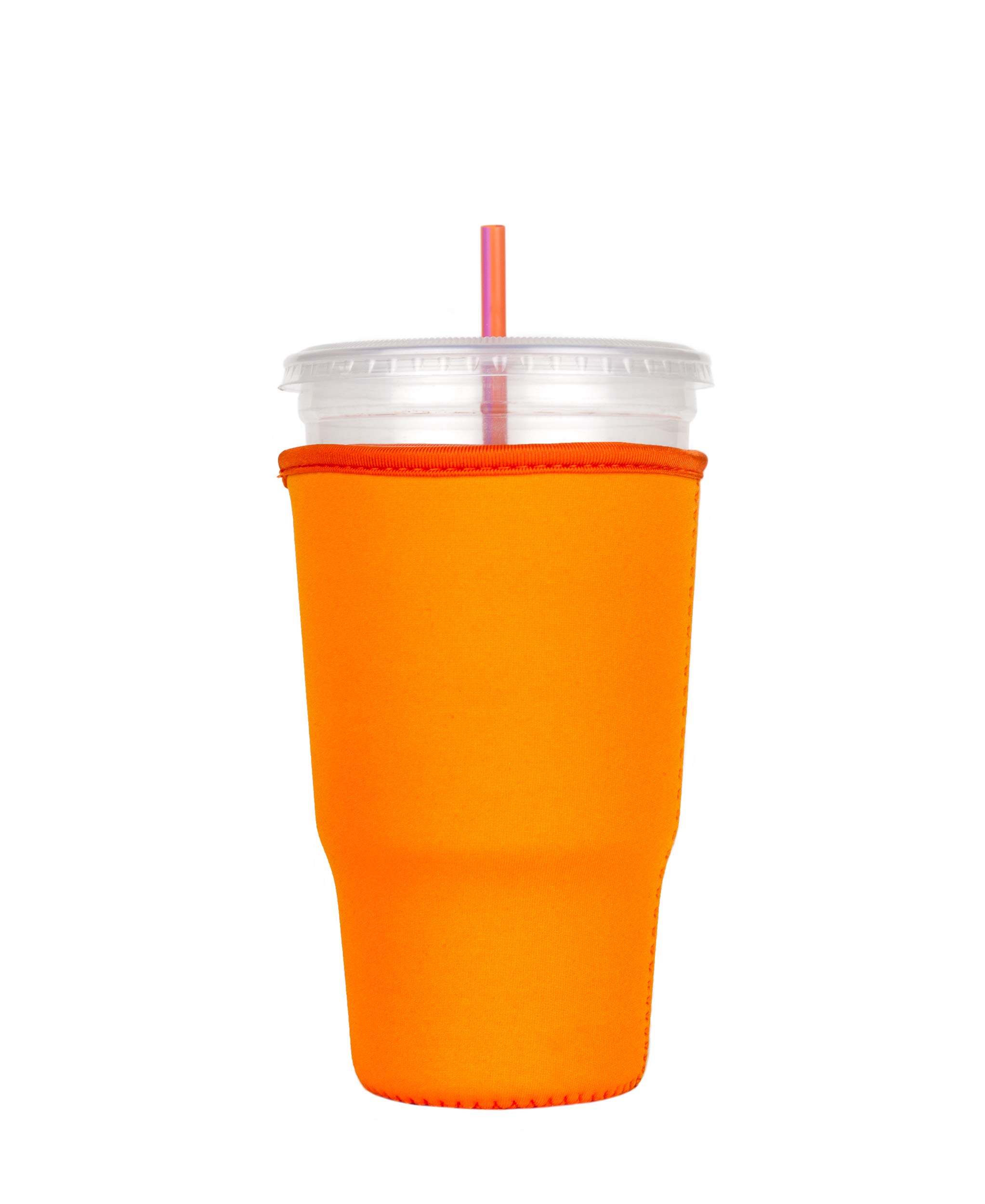 Eco-Friendly Reusable Neoprene Cup Sleeve for Iced Coffee & Cold Drinks - Large Size, Orange - Perfect for Starbucks Cups, Travel Mugs & Iced Beverage Insulation