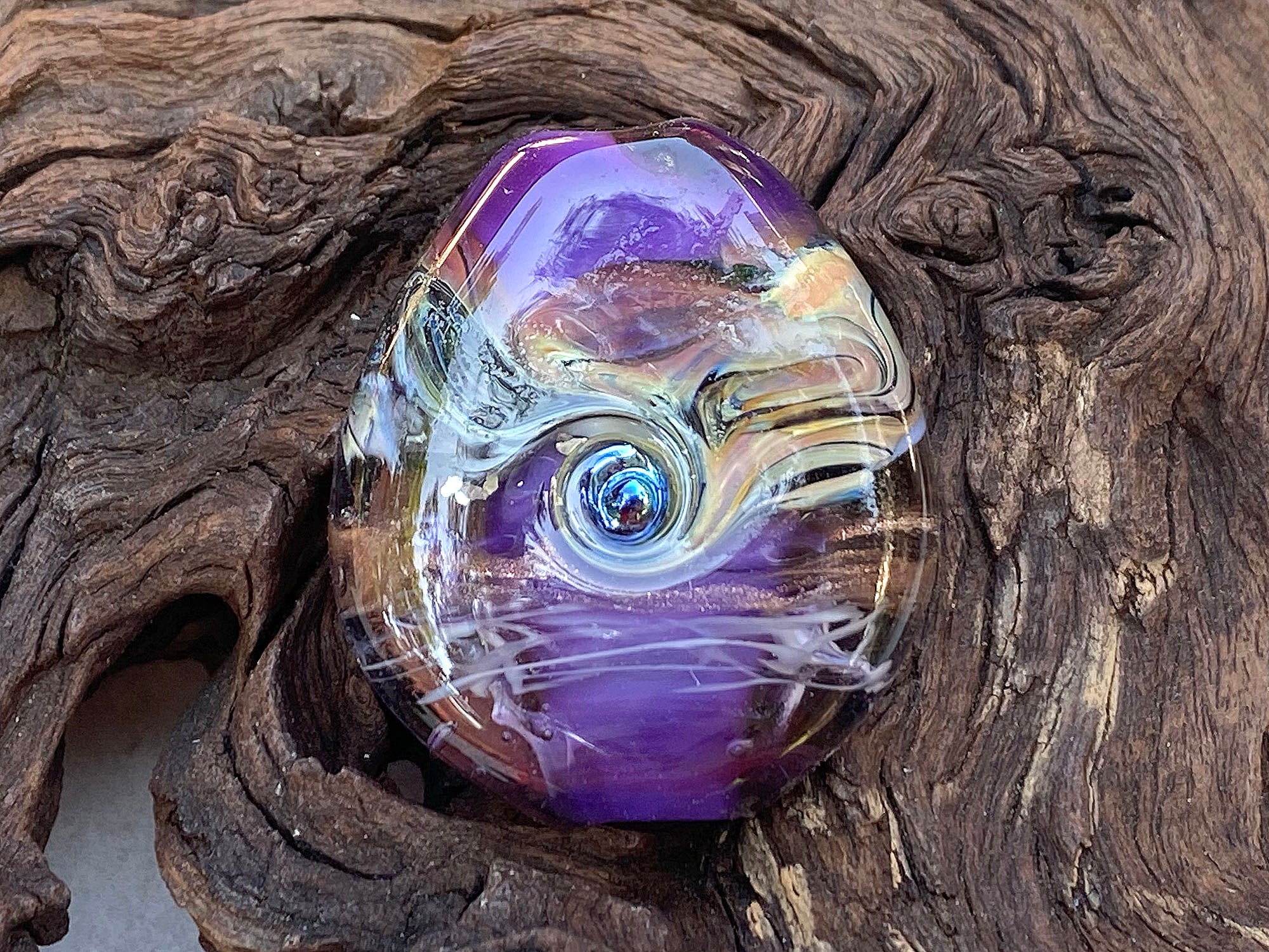 Violet Purple Organics Focal Lampwork Glass Bead for Jewelry Making - Handmade SRA Beads for Necklaces, Bracelets & DIY Crafts - Perfect for Boho, Hippie & Artistic Designs