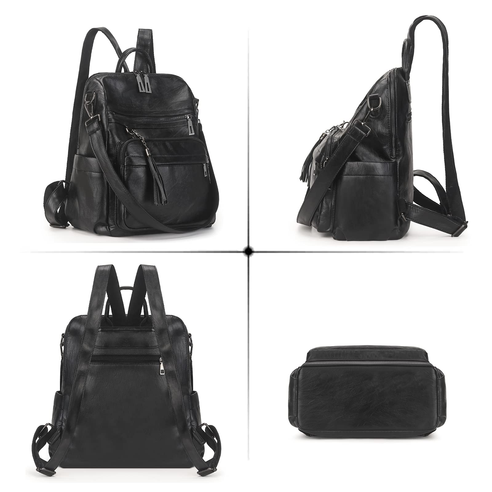 Stylish Women's PU Leather Backpack Purse - Large Fashion Shoulder Bag with Tassel for Travel, Work & Daily Use