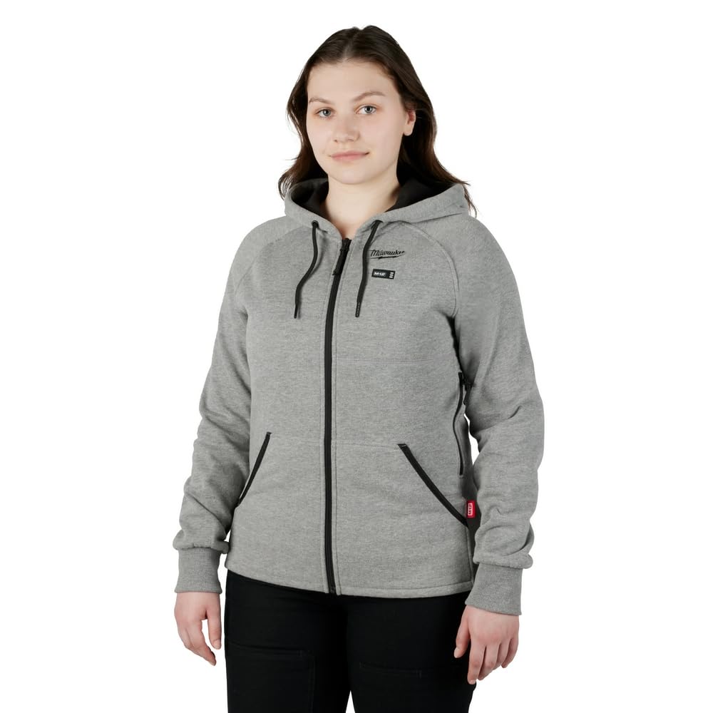 Milwaukee 336G-21L M12 Gray Heat Women's Hoodie - Warm Workwear for Construction & Outdoor Jobs