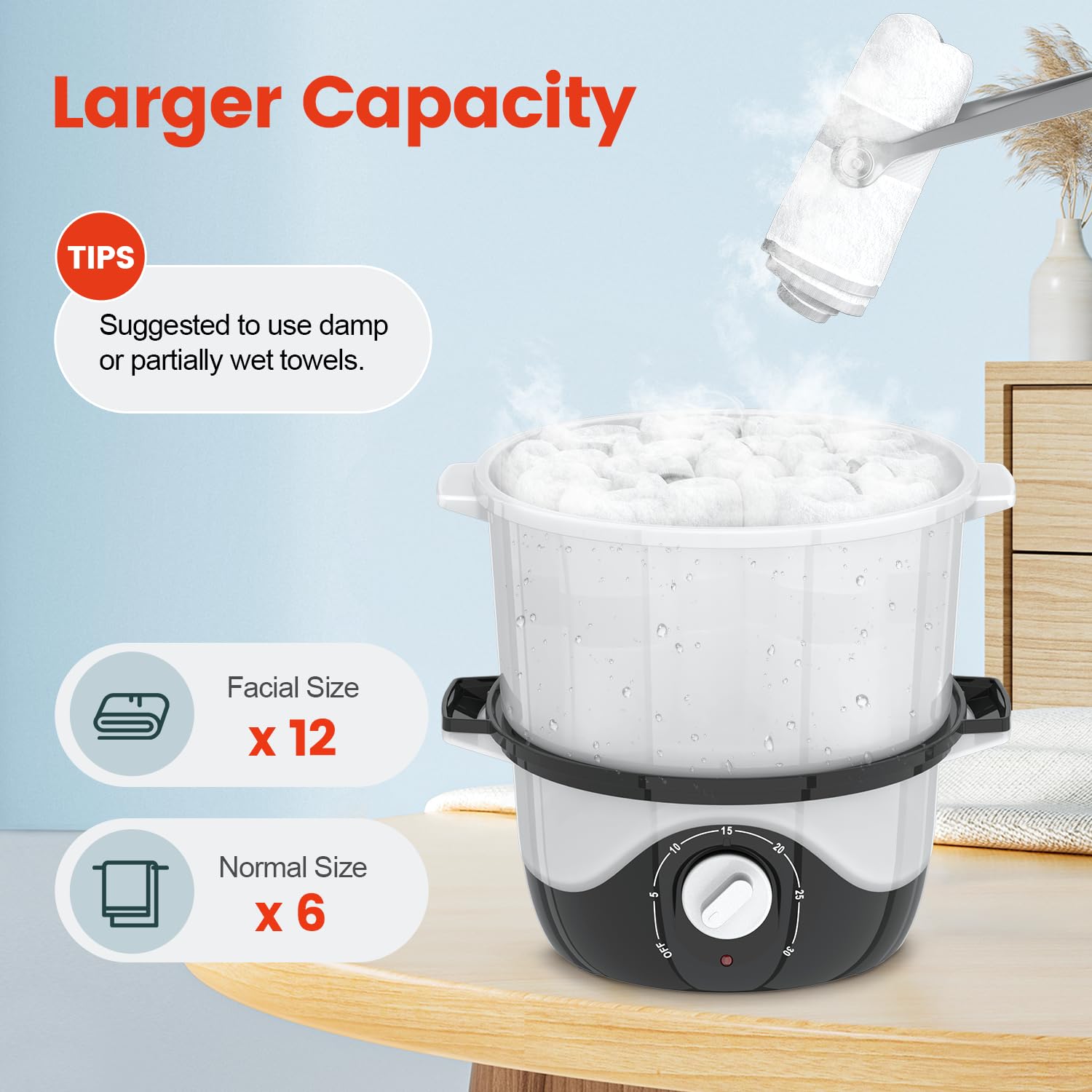 Portable Mini Towel Warmer for Bathroom, Spa & Salon - Fast Heating 12 Mini Wet Towels | Facial Steamer & Hot Towel Warmer for Home Spa, Massage & Beauty Treatments