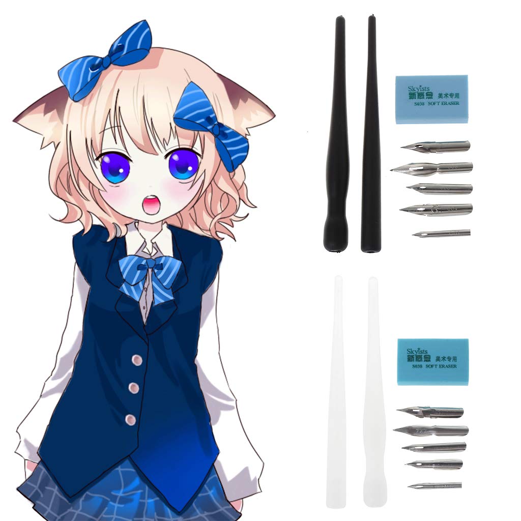 Keaiduoa Manga Dip Pen Holder Set with 5 Nibs - Professional Comic Drawing, Painting & Calligraphy Kit for Artists, Illustrators & Beginners | Perfect for Manga Art, Sketching & Hand Lettering