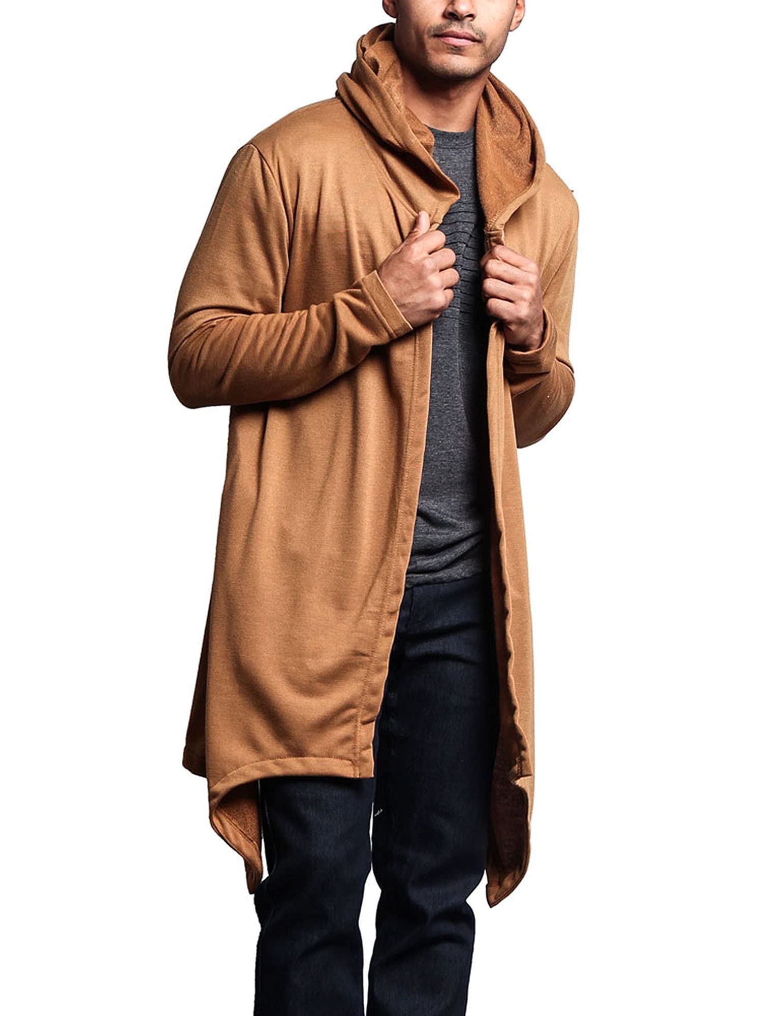 Men's Long Length Cloak Cardigan Hoodie - Stylish Warm Winter Coat with Hood - Perfect for Outdoor Activities, Cosplay & Casual Wear